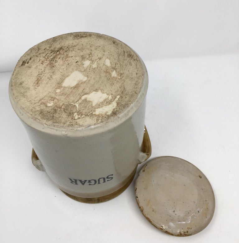 Antique Powell Bristol Stoneware Sugar Crock with Lid at 1stDibs