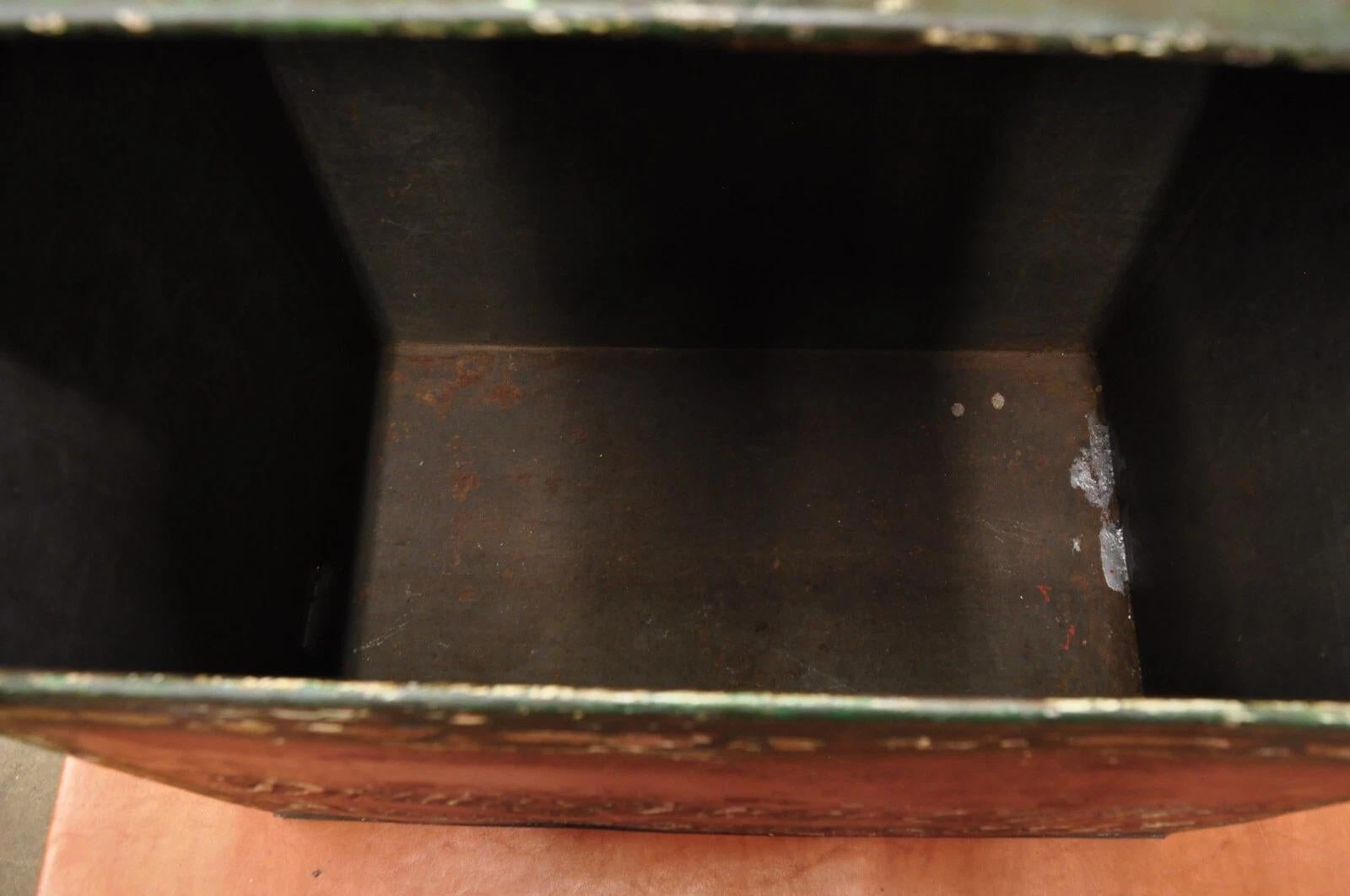 19th Century Antique Power Coffee Tin Rolltop Red Tea Hopper General Store Spice Bin Display For Sale