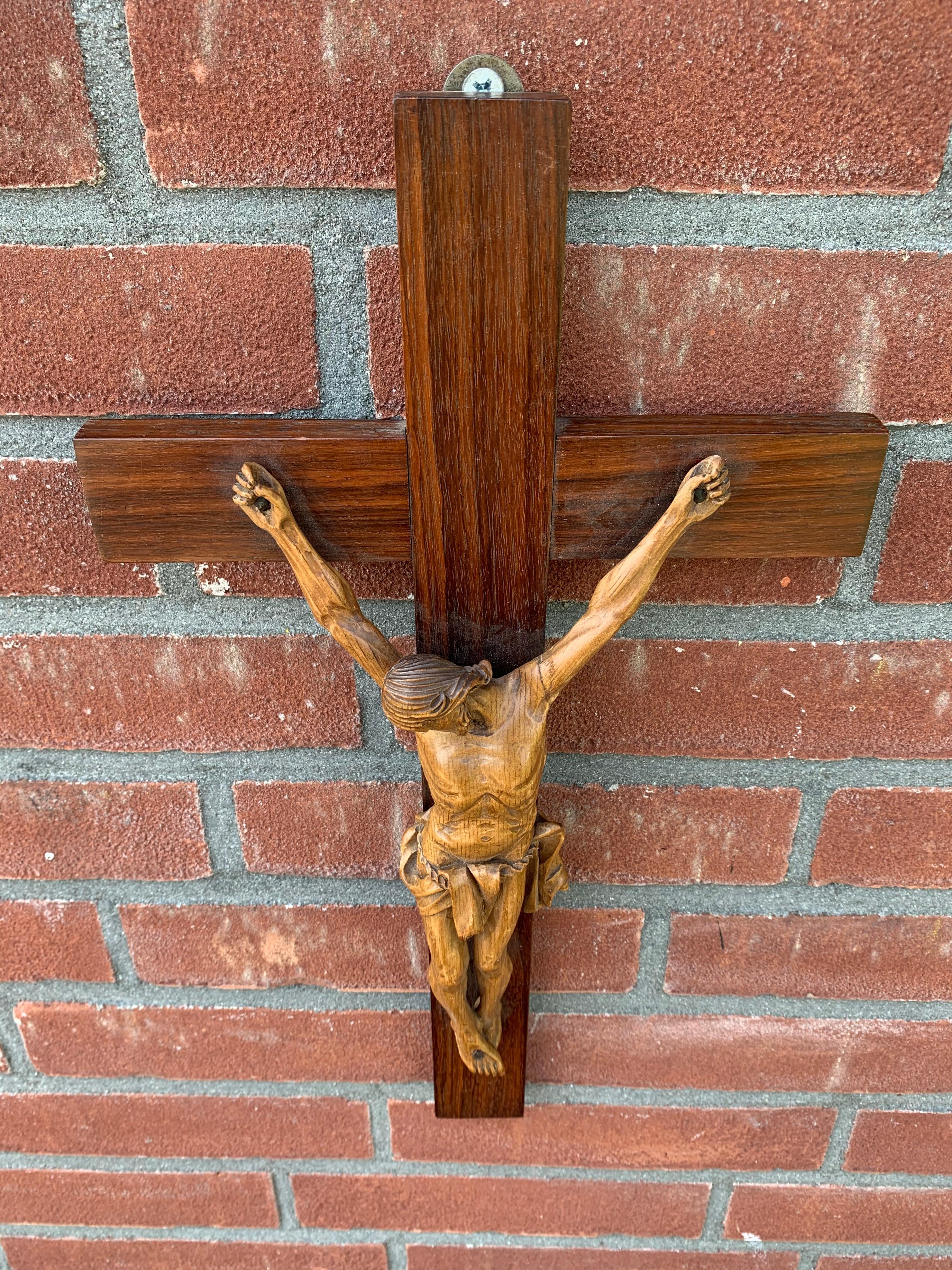 Antique Practical Size, Handcrafted Christ on wooden Cross Home Wall Crucifix 6