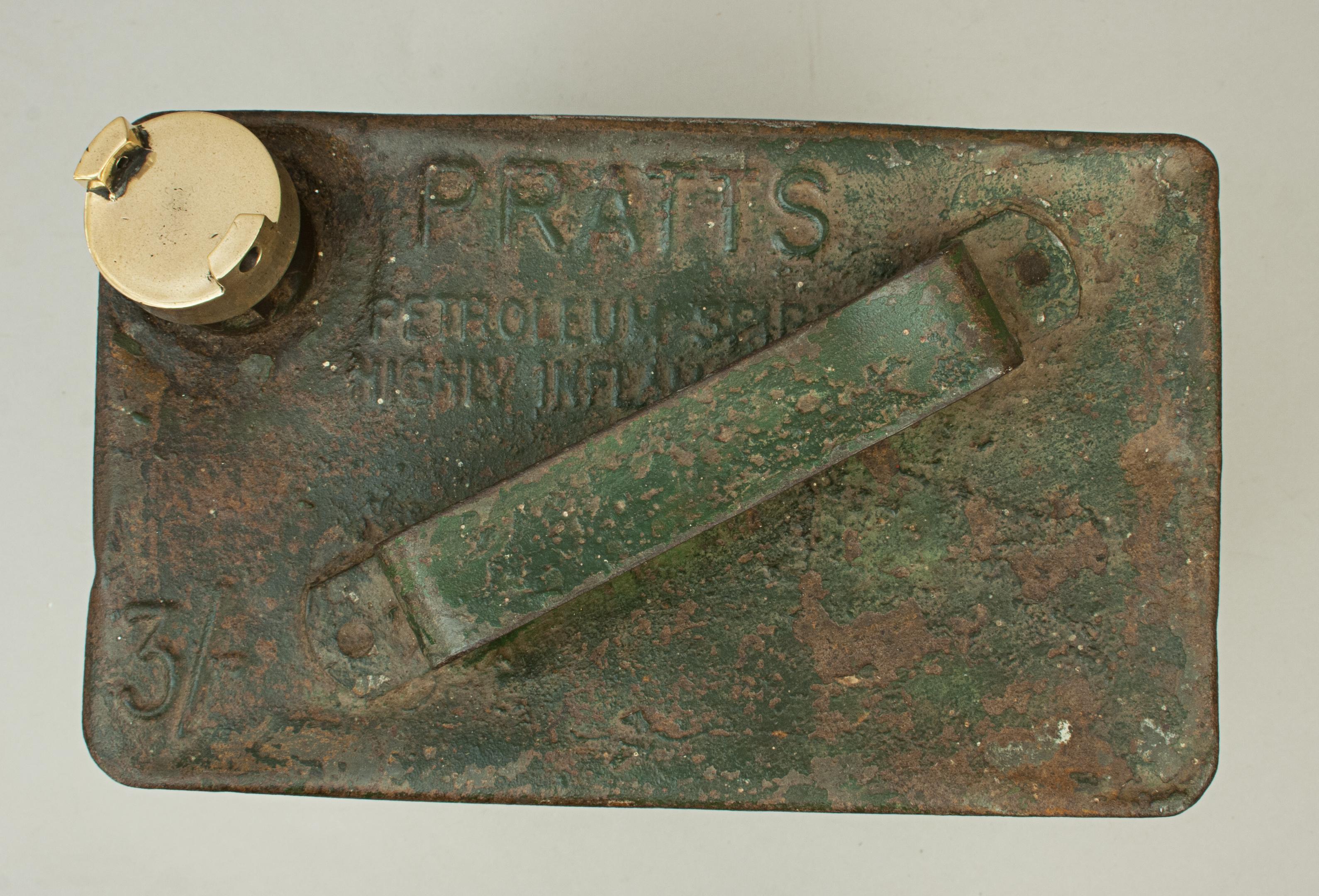 Antique Pratts Green Motoring Petrol Can For Sale 2