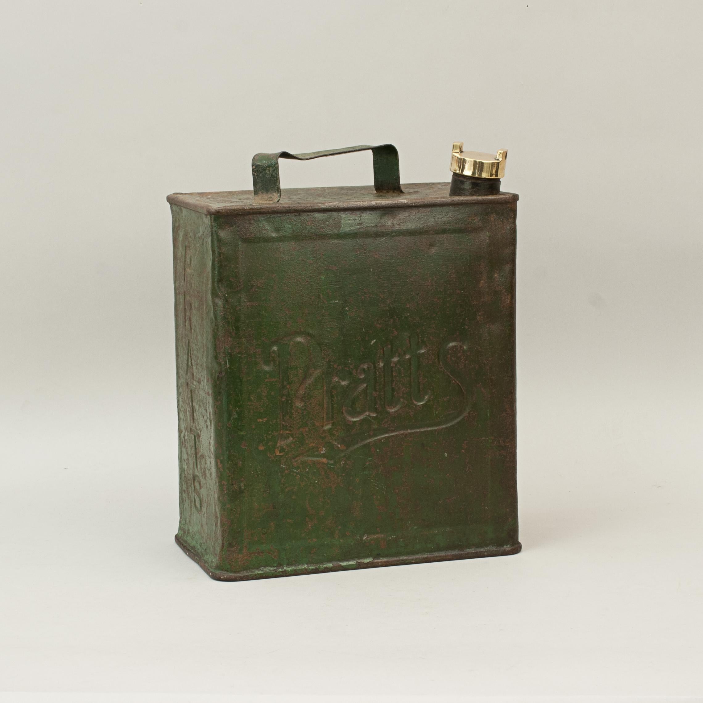 Antique Pratts Green Motoring Petrol Can For Sale 3