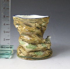 Antique Prattware Spill Vase with a Skull and Cross Bones, Lambs and Birds, 1800