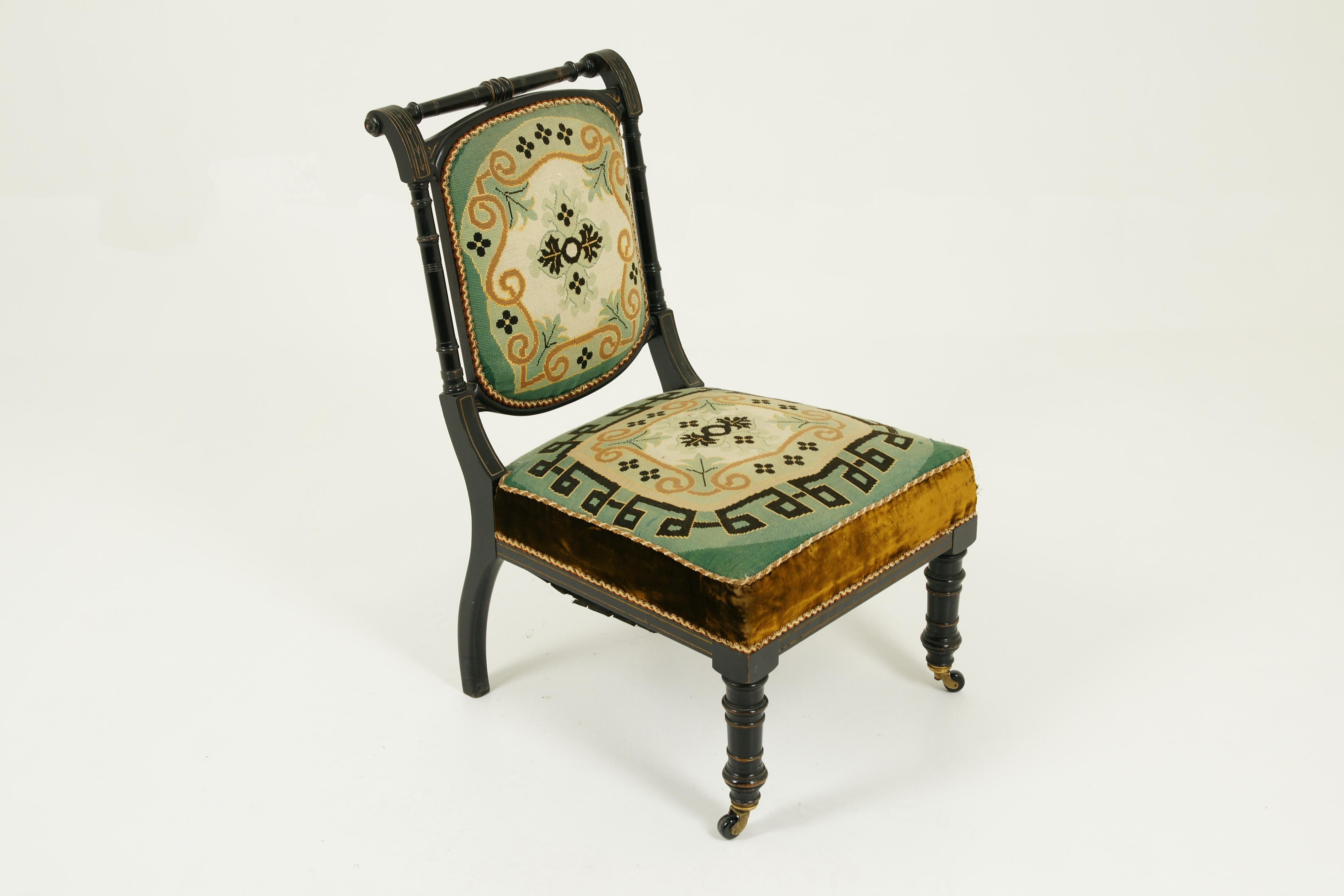 Scottish Antique Prayer Chair, Ebonized Chair, Aesthetic Movement, Prie Dieu, 1880, B1562