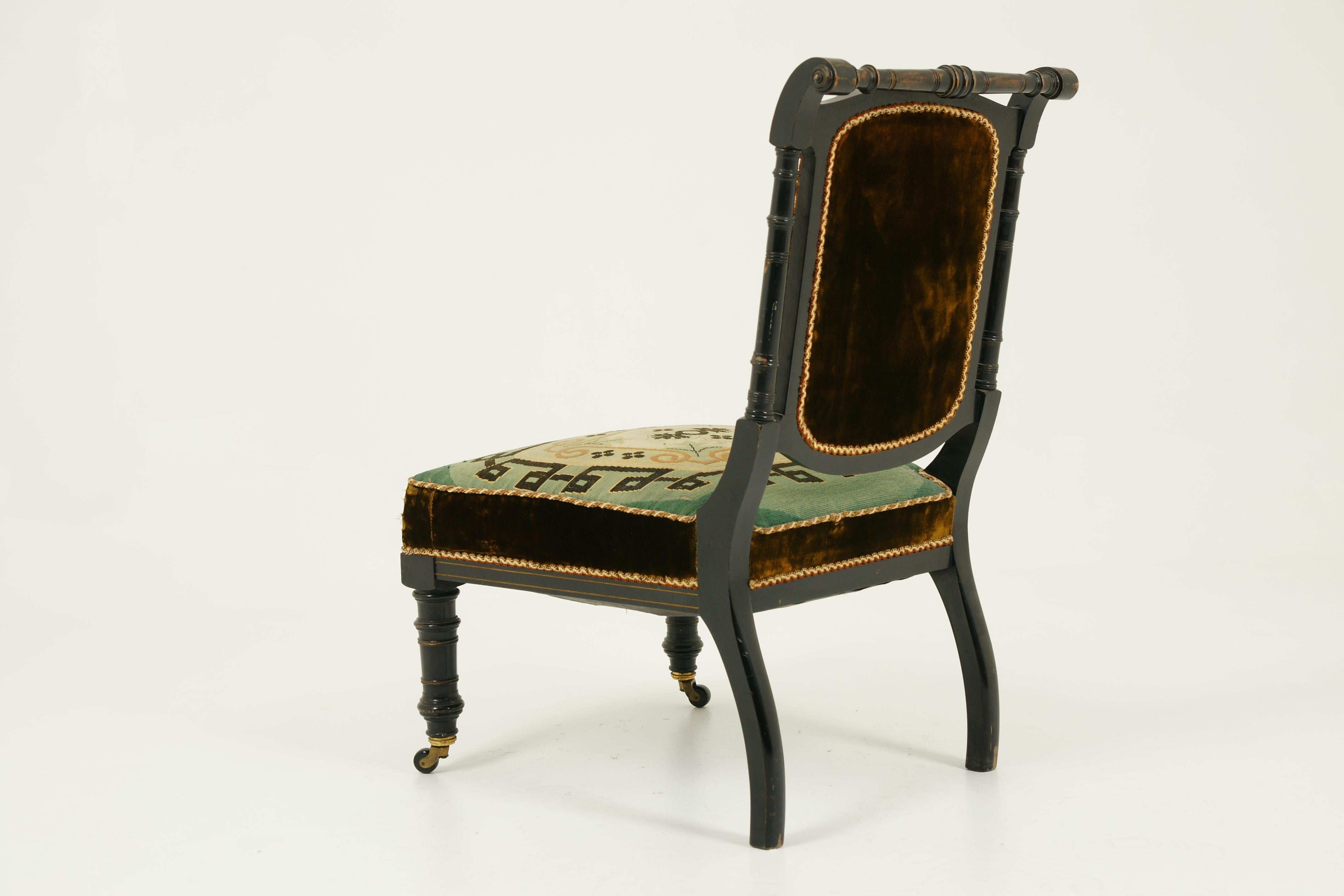 Hand-Crafted Antique Prayer Chair, Ebonized Chair, Aesthetic Movement, Prie Dieu, 1880, B1562