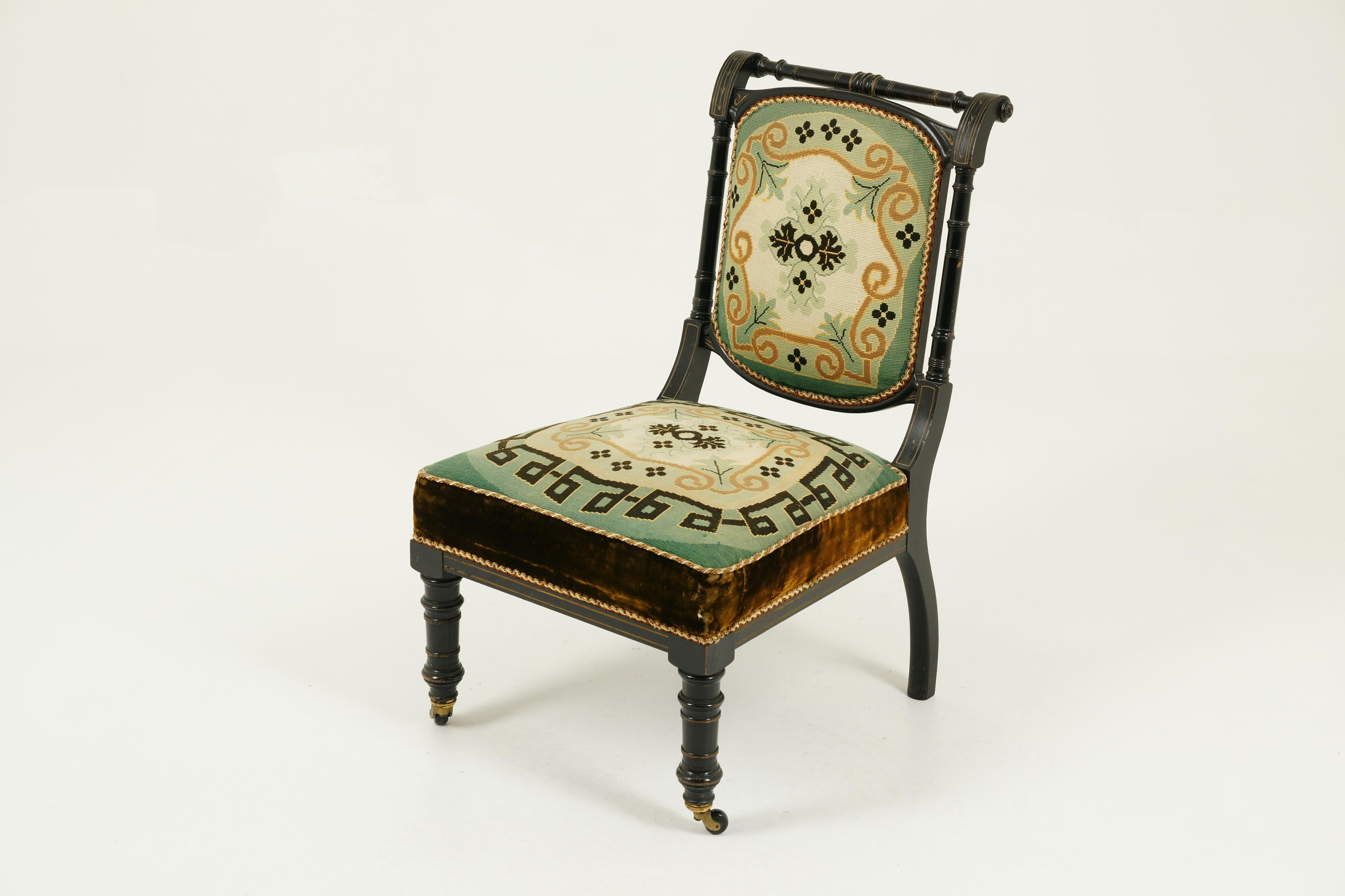 Antique Prayer Chair, Ebonized Chair, Aesthetic Movement, Prie Dieu, 1880, B1562 In Good Condition In Vancouver, BC