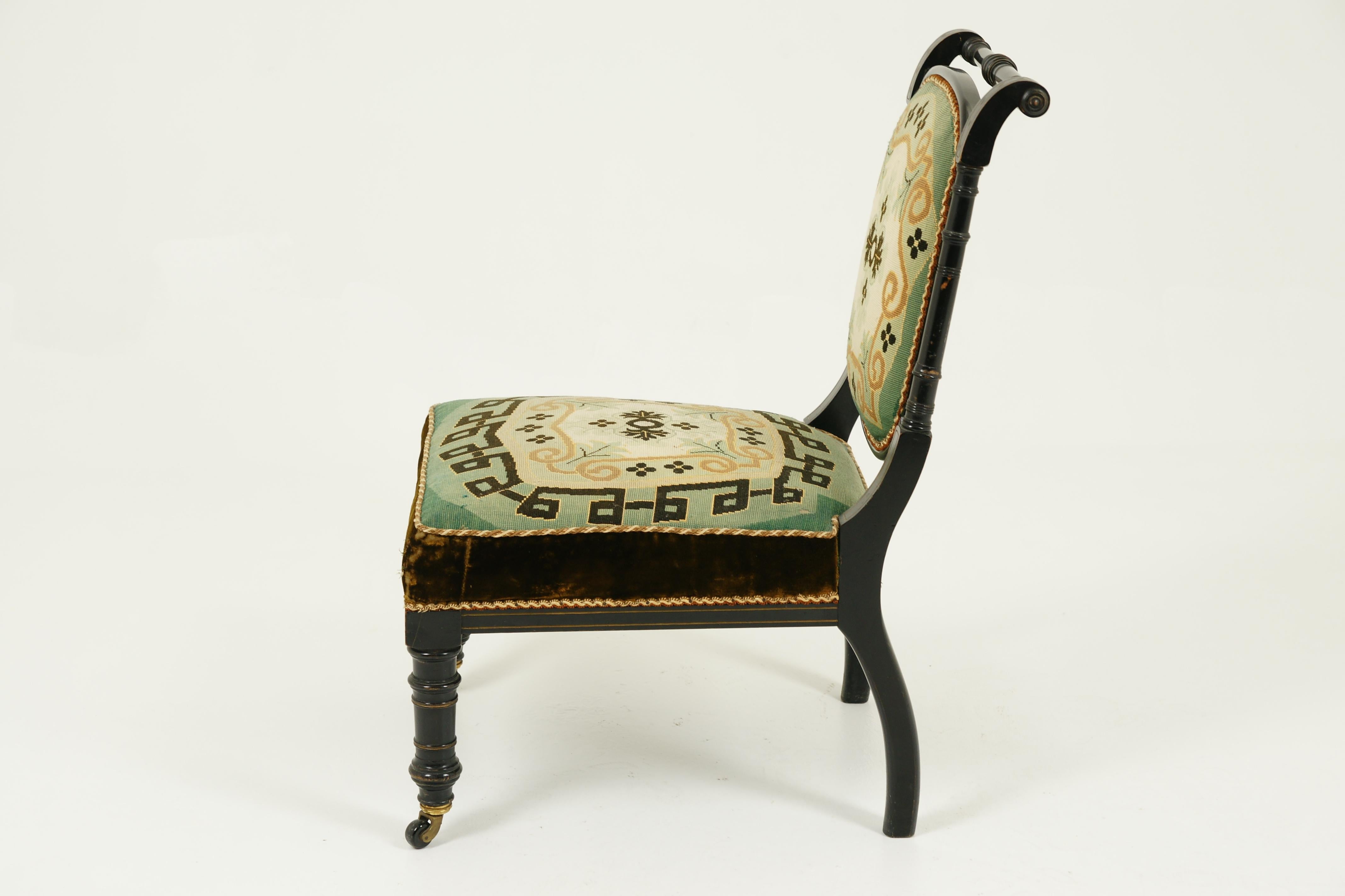 Late 19th Century Antique Prayer Chair, Ebonized Chair, Aesthetic Movement, Prie Dieu, 1880, B1562