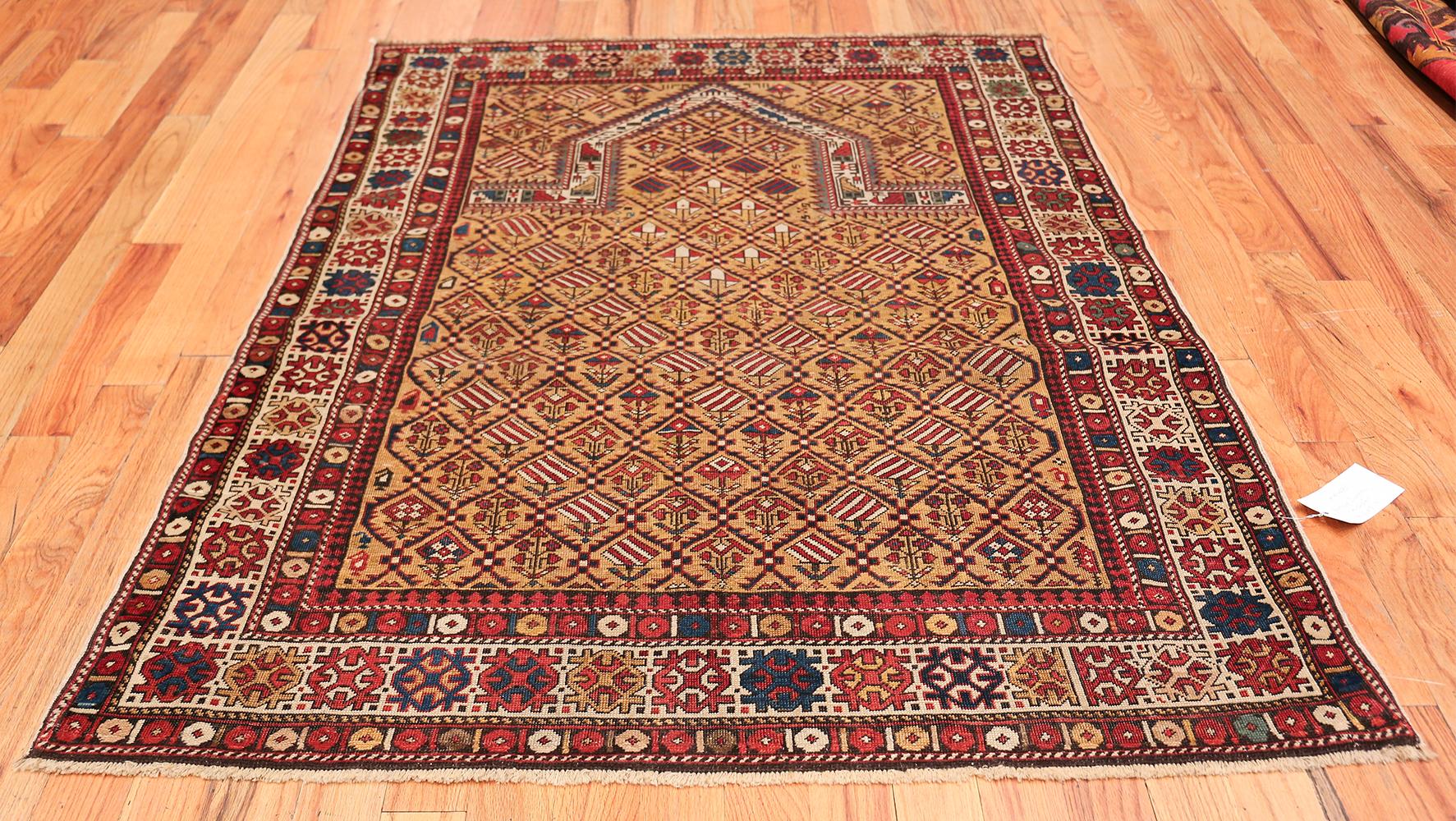 Magnificent antique prayer design Caucasian Dagestan rug, country of origin / rug. Type: Caucasian rug, circa 1890. Size: 4 ft 5 in x 5 ft 10 in (1.35 m x 1.78 m)

This magnificent Caucasian Dagestan rug is an excellent example of what a beautiful