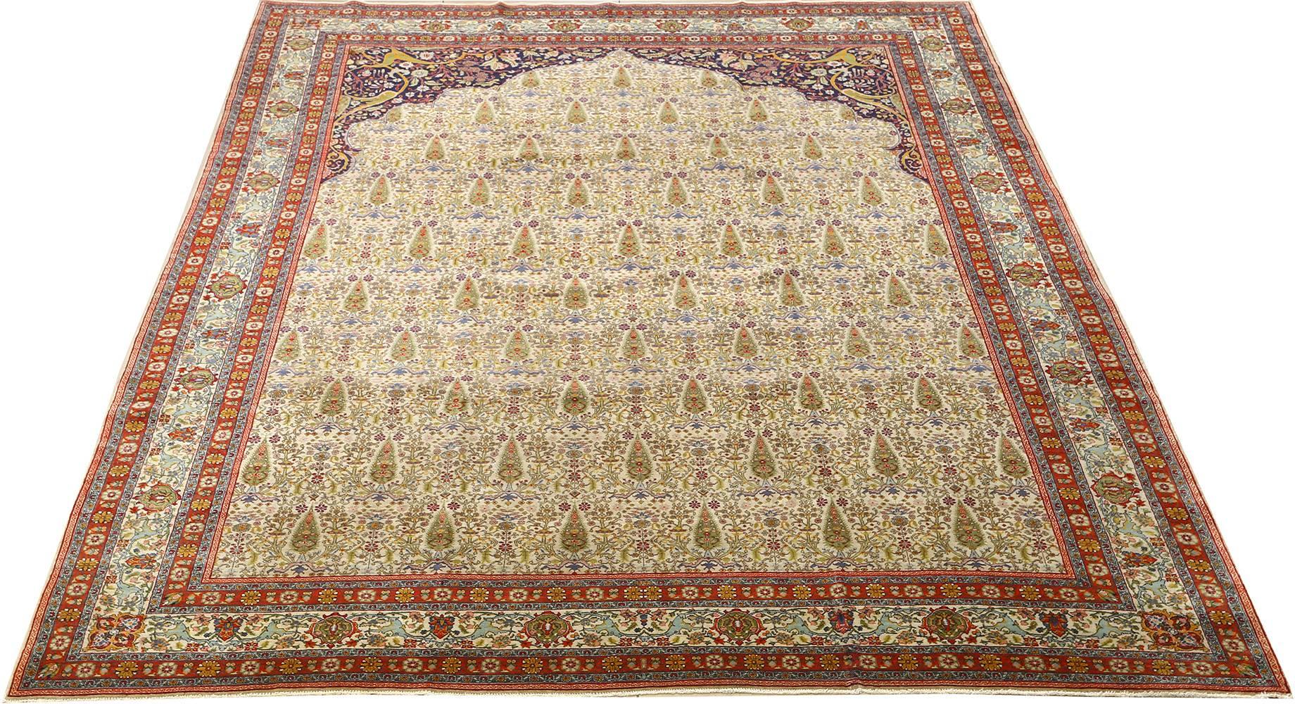 20th Century Nazmiyal Antique Prayer Design Tabriz Persian Rug. Size: 8 ft 1 in x 9 ft 10 in 