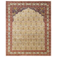Nazmiyal Antique Prayer Design Tabriz Persian Rug. Size: 8 ft 1 in x 9 ft 10 in 