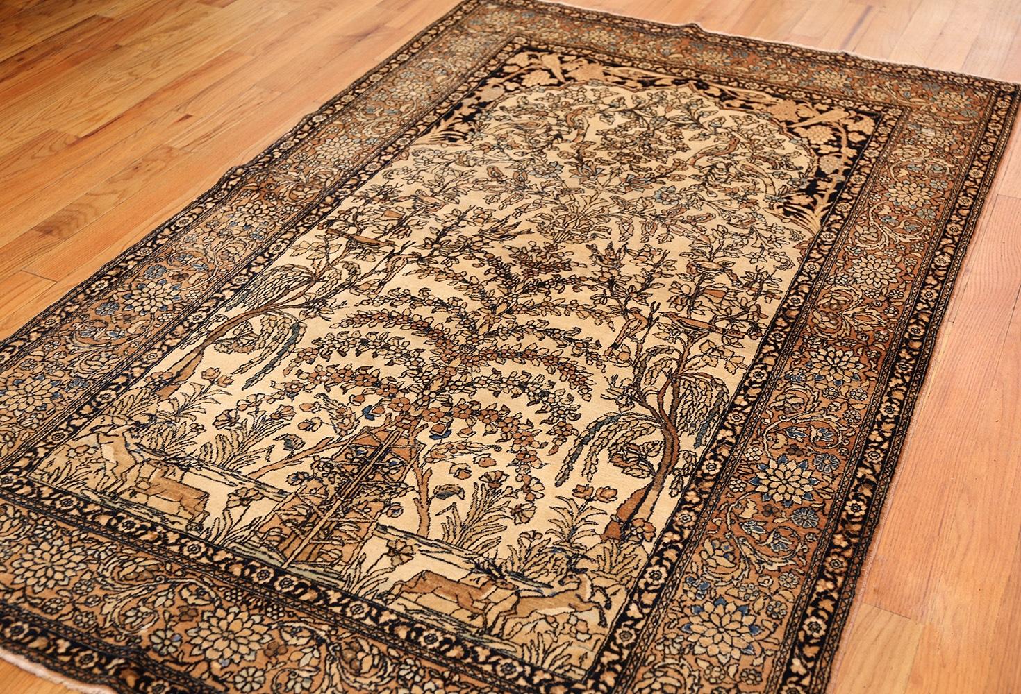 Hand-Knotted Antique Prayer Tree of Life Persian Isfahan Rug. Size: 4 ft. 5 in x 7 ft