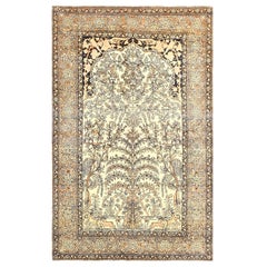 Antique Prayer Tree of Life Persian Isfahan Rug. Size: 4 ft. 5 in x 7 ft