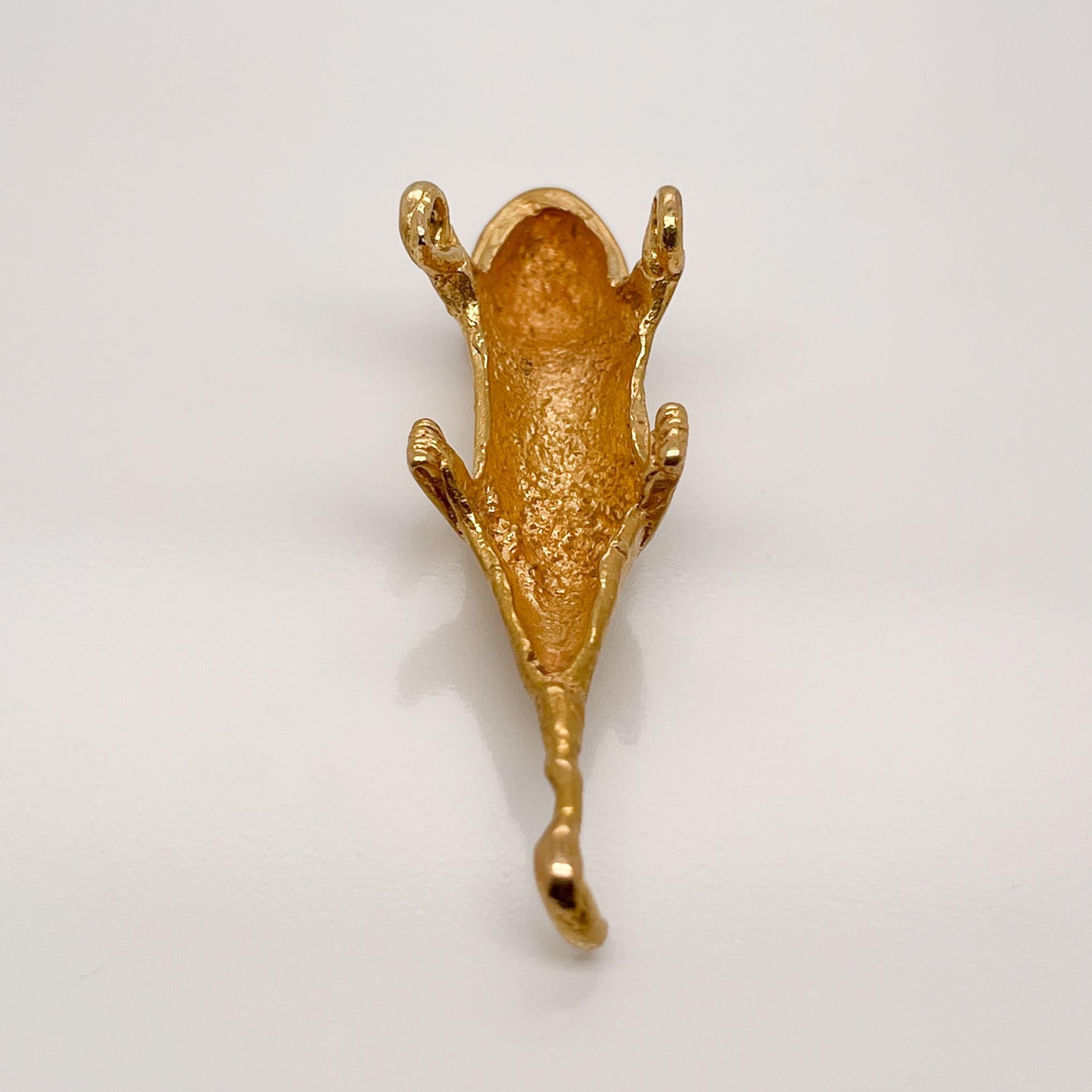 Antique Pre-Columbian Gecko or Lizard High Karat Gold Pendant 1