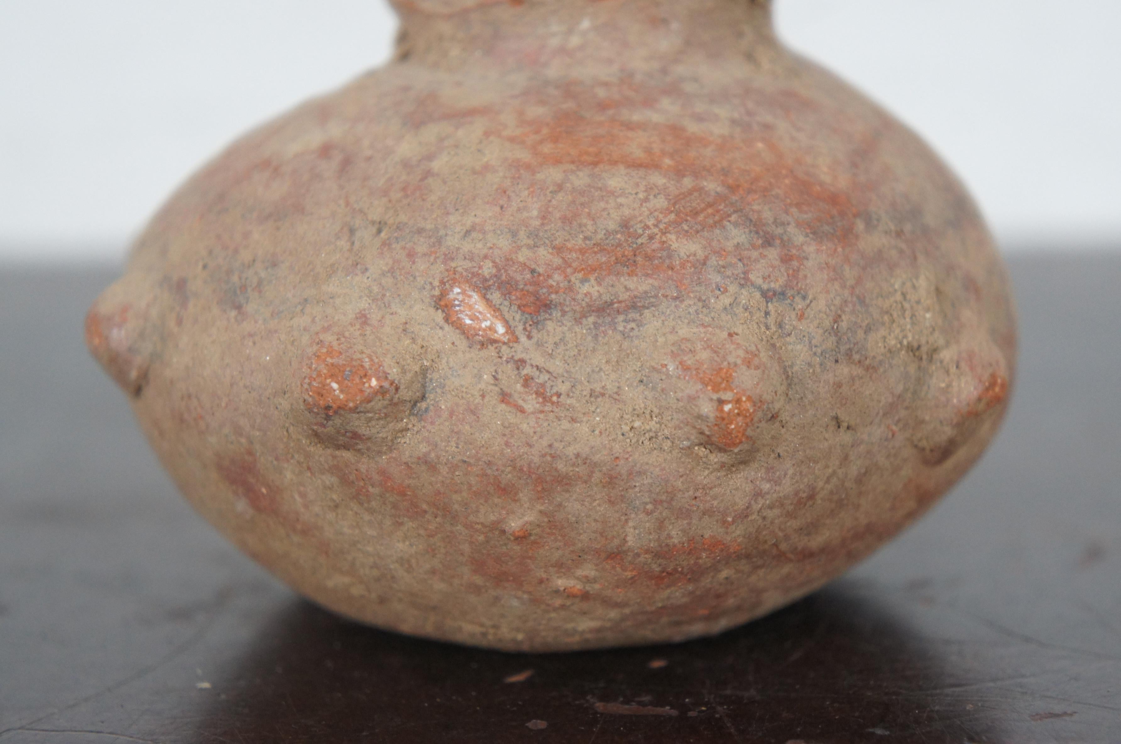 Antique Pre Columbian Primitive Earthenware Clay Pot Bud Vase Vessel 6
