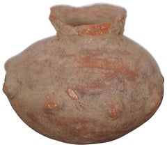 Antique Pre Columbian Primitive Earthenware Clay Pot Bud Vase Vessel