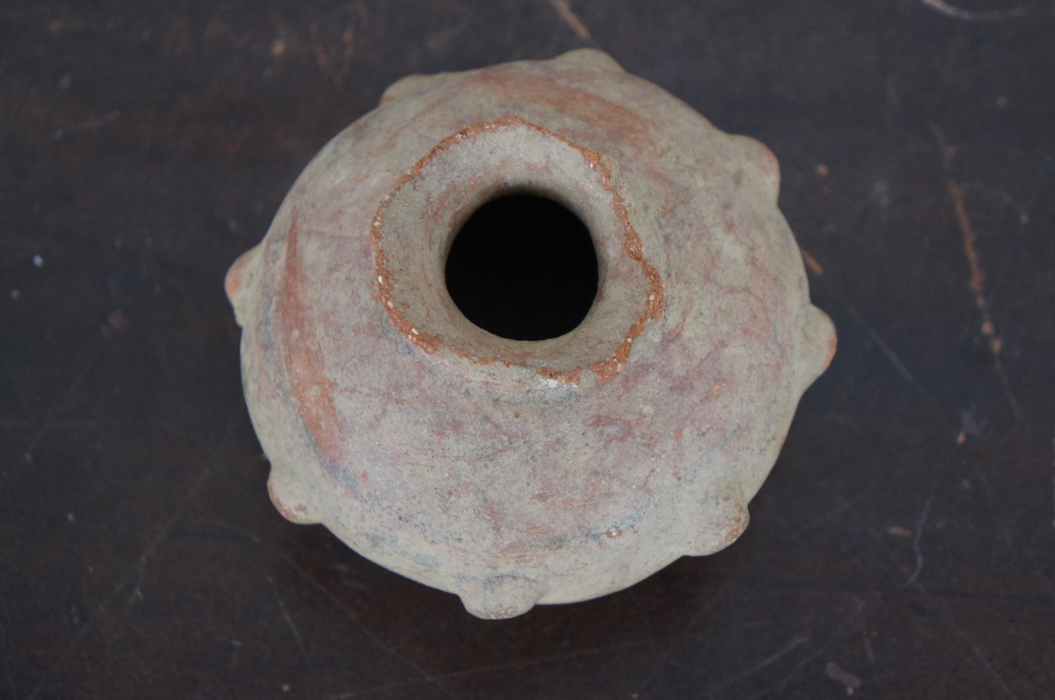 Antique Pre Columbian Primitive Earthenware Clay Pot Bud Vase Vessel 1