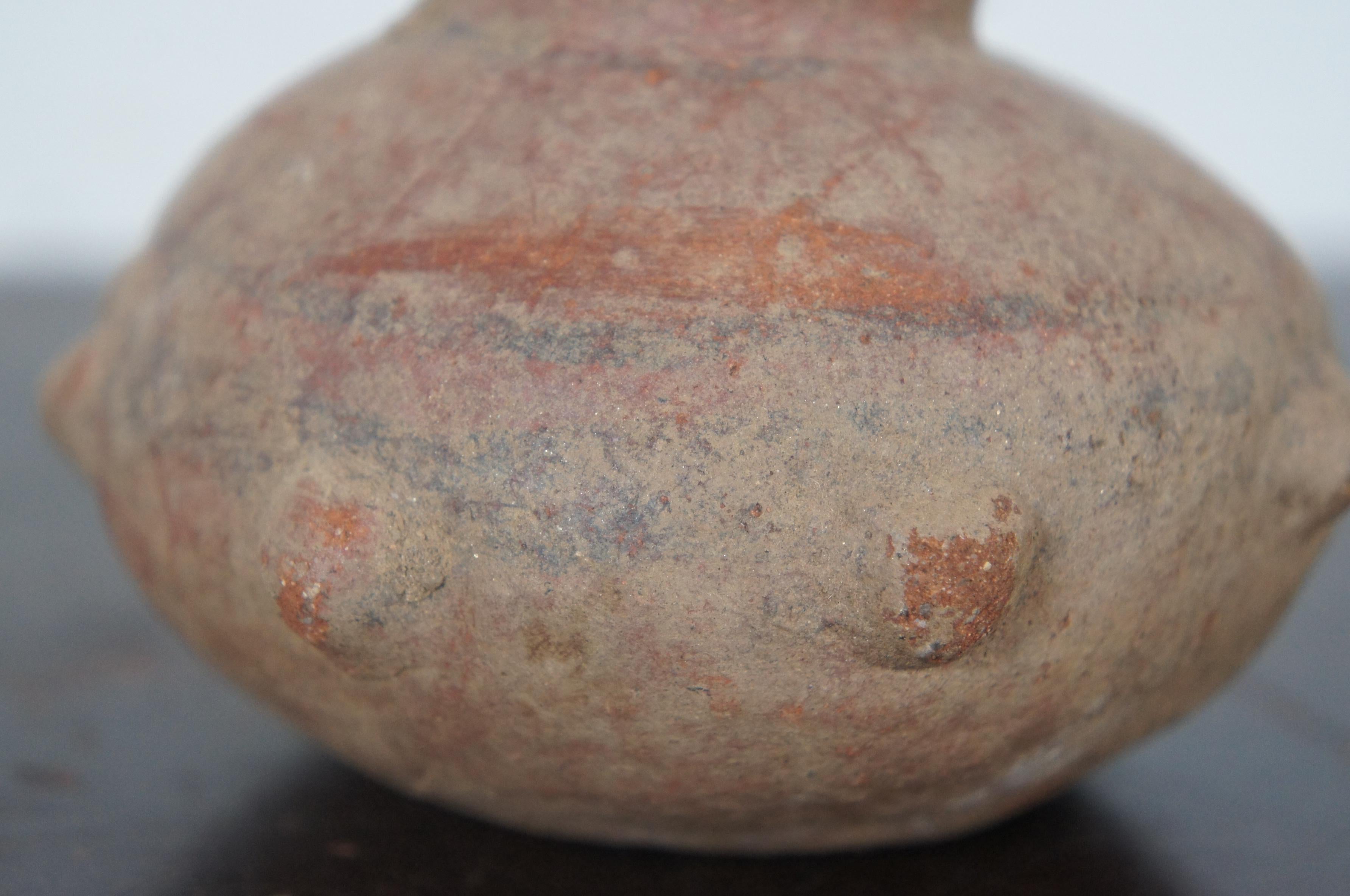 Antique Pre Columbian Primitive Earthenware Clay Pot Bud Vase Vessel 3