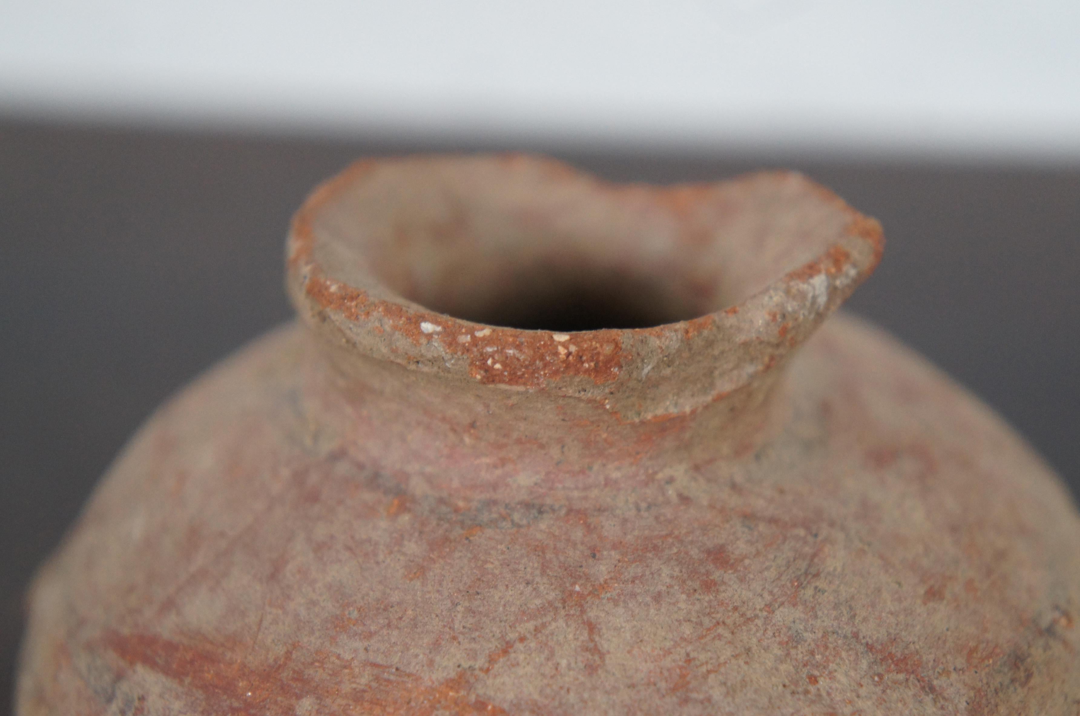Antique Pre Columbian Primitive Earthenware Clay Pot Bud Vase Vessel 4