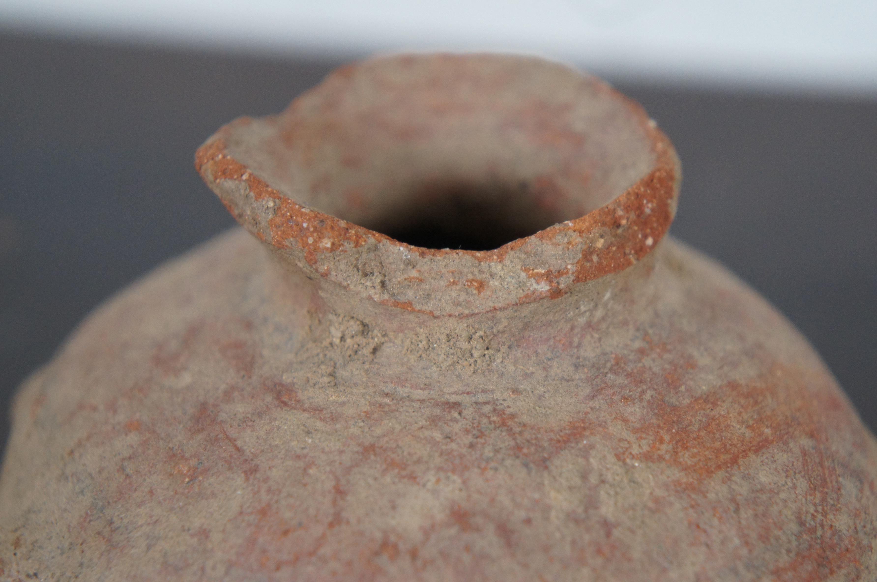 Antique Pre Columbian Primitive Earthenware Clay Pot Bud Vase Vessel 5