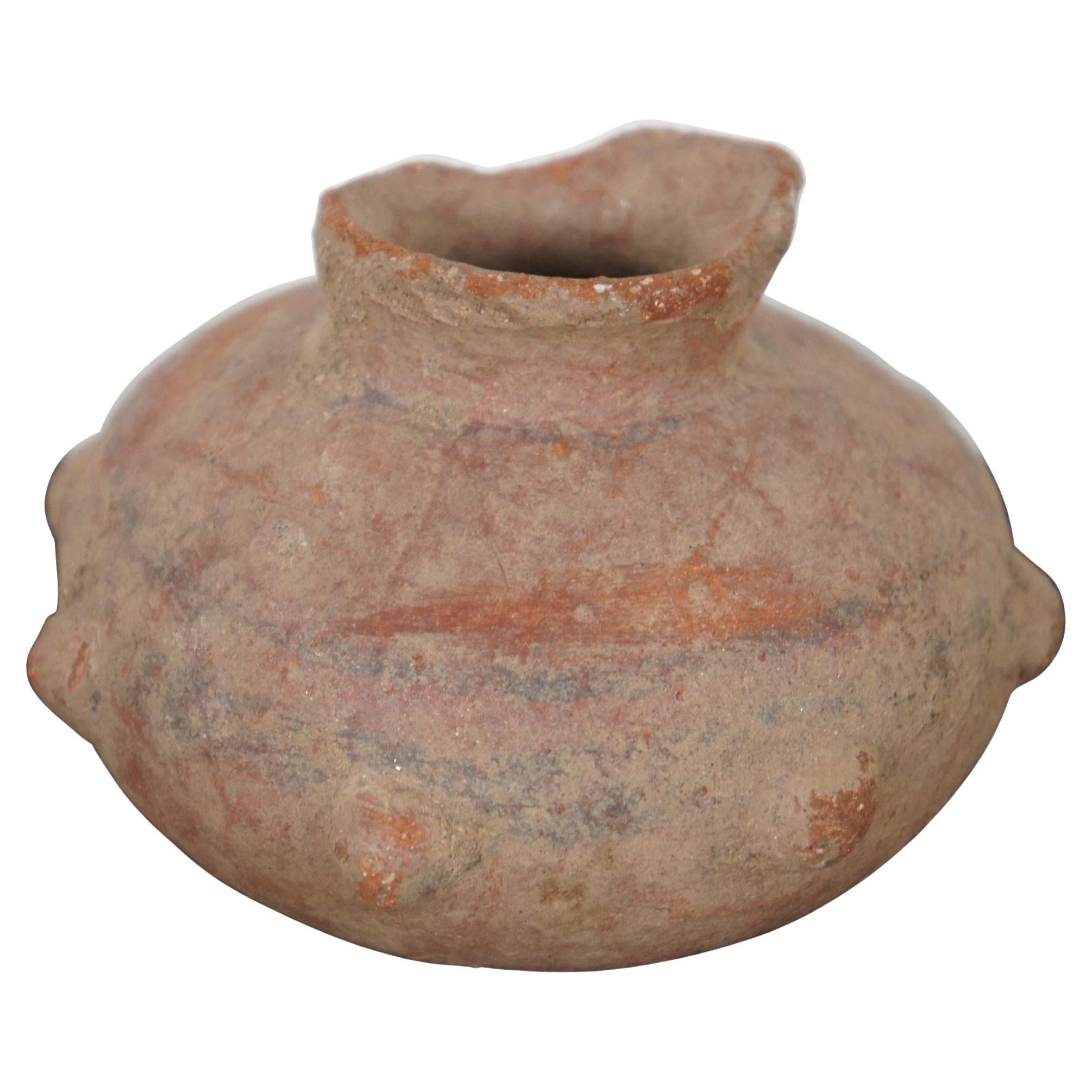 Antique Pre Columbian Primitive Earthenware Clay Pot Bud Vase Vessel