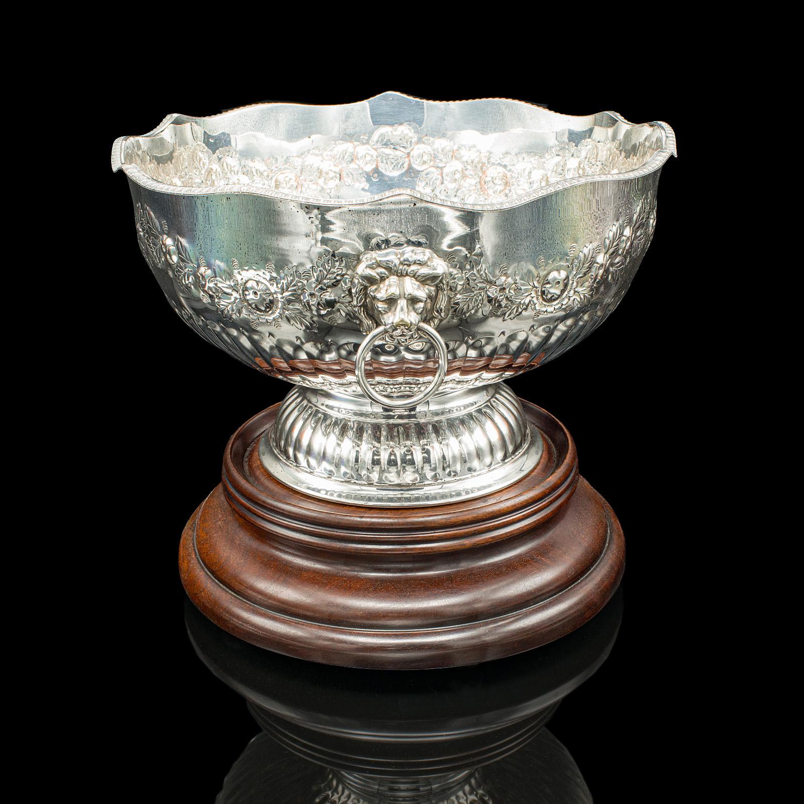 Edoardiano Antica ciotola di presentazione, inglese, piatto d'argento, secchiello per il ghiaccio, refrigeratore, edoardiana in vendita