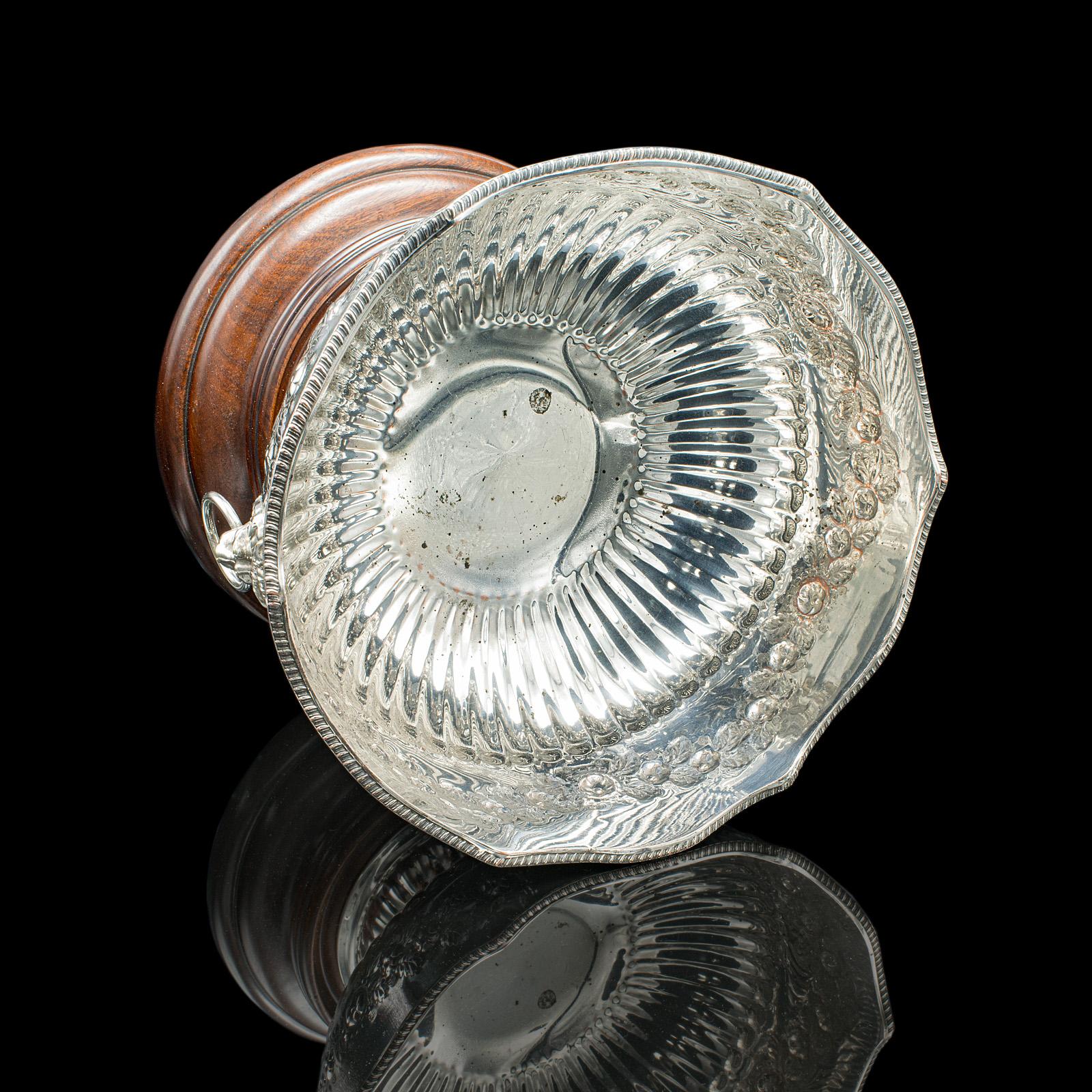 XX secolo Antica ciotola di presentazione, inglese, piatto d'argento, secchiello per il ghiaccio, refrigeratore, edoardiana in vendita