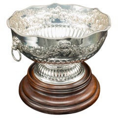 Antique Presentation Bowl, English, Silver Plate, Ice Bucket, Cooler, Edwardian Antique Presentation Bowl, English, Silver Plate, Ice Bucket, Cooler, Edwardian