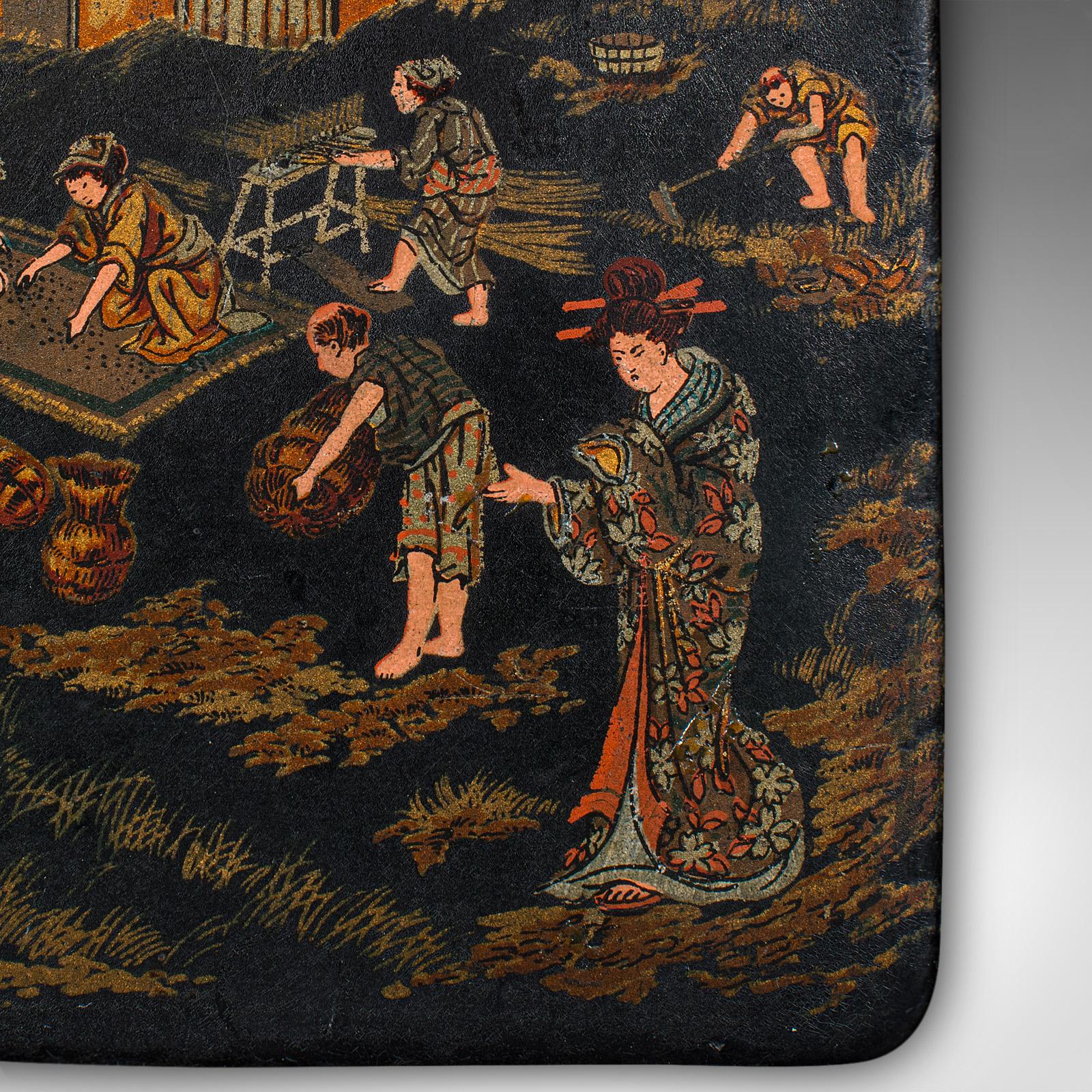 Antique Presentation Box, Japanese, Lacquered, Hand Painted, Oriental, Victorian For Sale 5