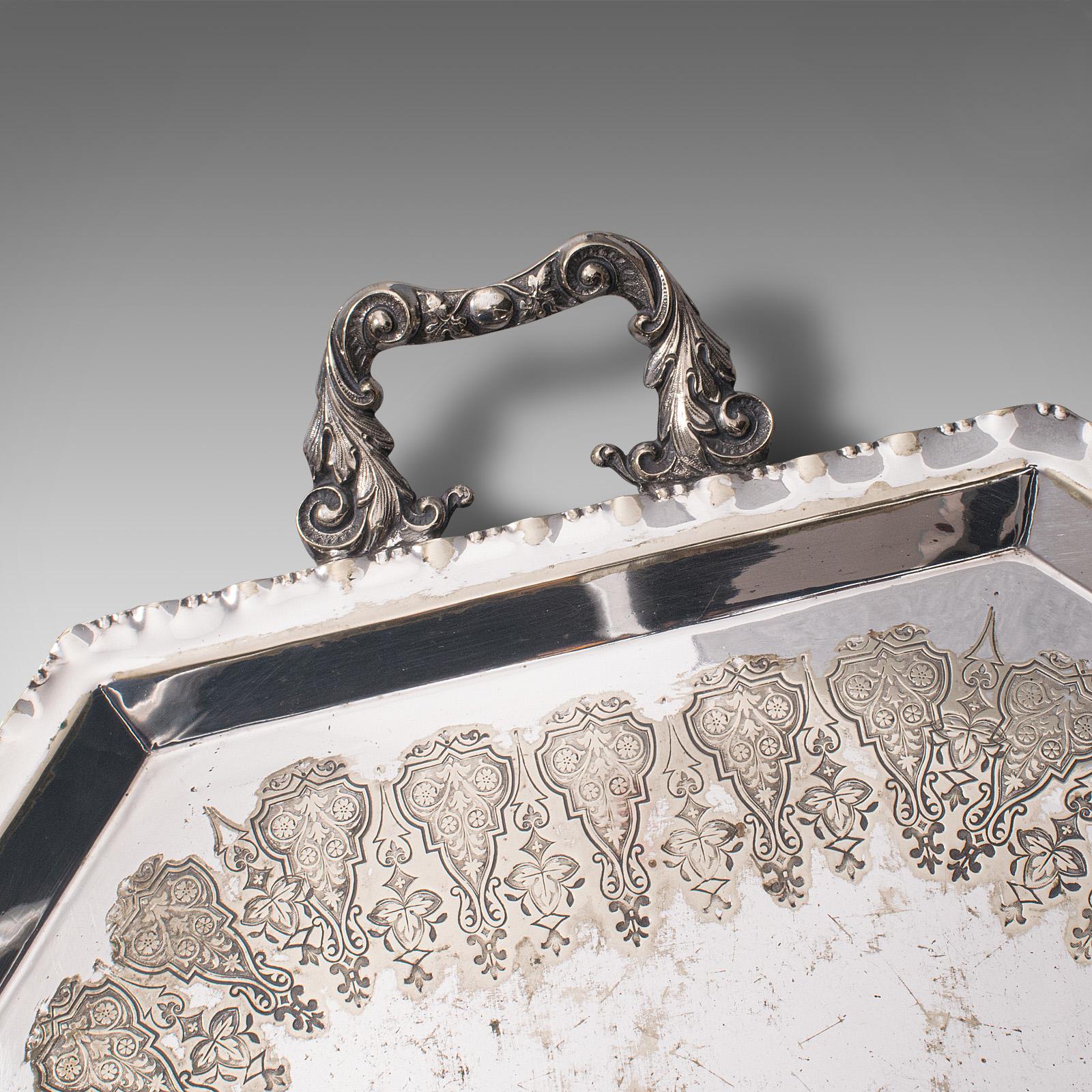 Antique Presentation Serving Tray, English, Silver Plated, Afternoon Tea, C.1895 For Sale 2
