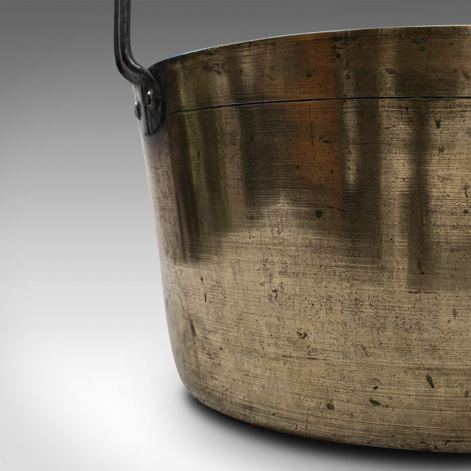 Antique Preserving Pan, English, Heavy Brass, Jam, Cooking Pot, Georgian, C 1800 For Sale 4
