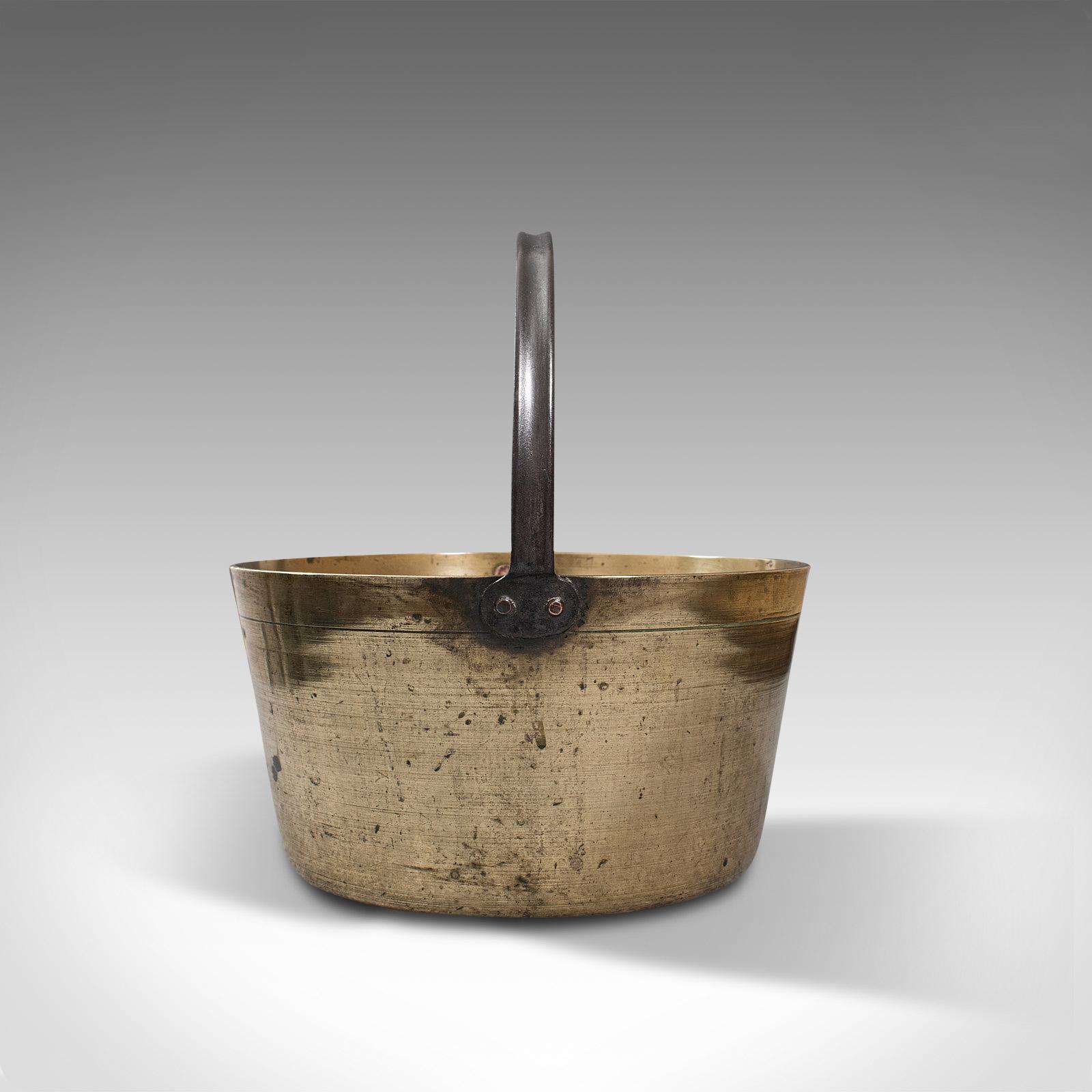 Antiguo Recipiente para Conservas, Inglés, Latón Pesado, Mermelada, Olla para Cocinar, Georgiano, C 1800 Británico en venta