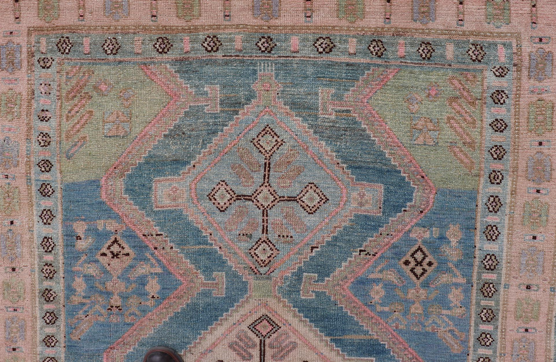 20th Century Antique Presian Gallery Kurdish Rug in Wool with Sub-Geometric Design For Sale
