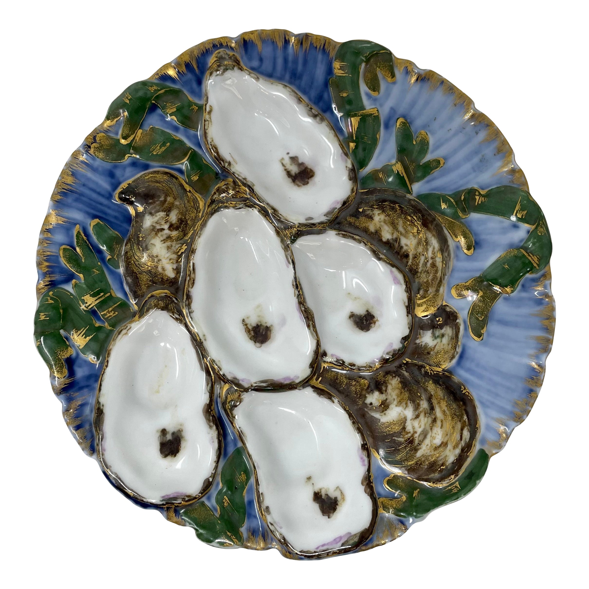 Antique Presidential Turkey Design Oyster Plate Signed "T. Haviland Limoges Co."