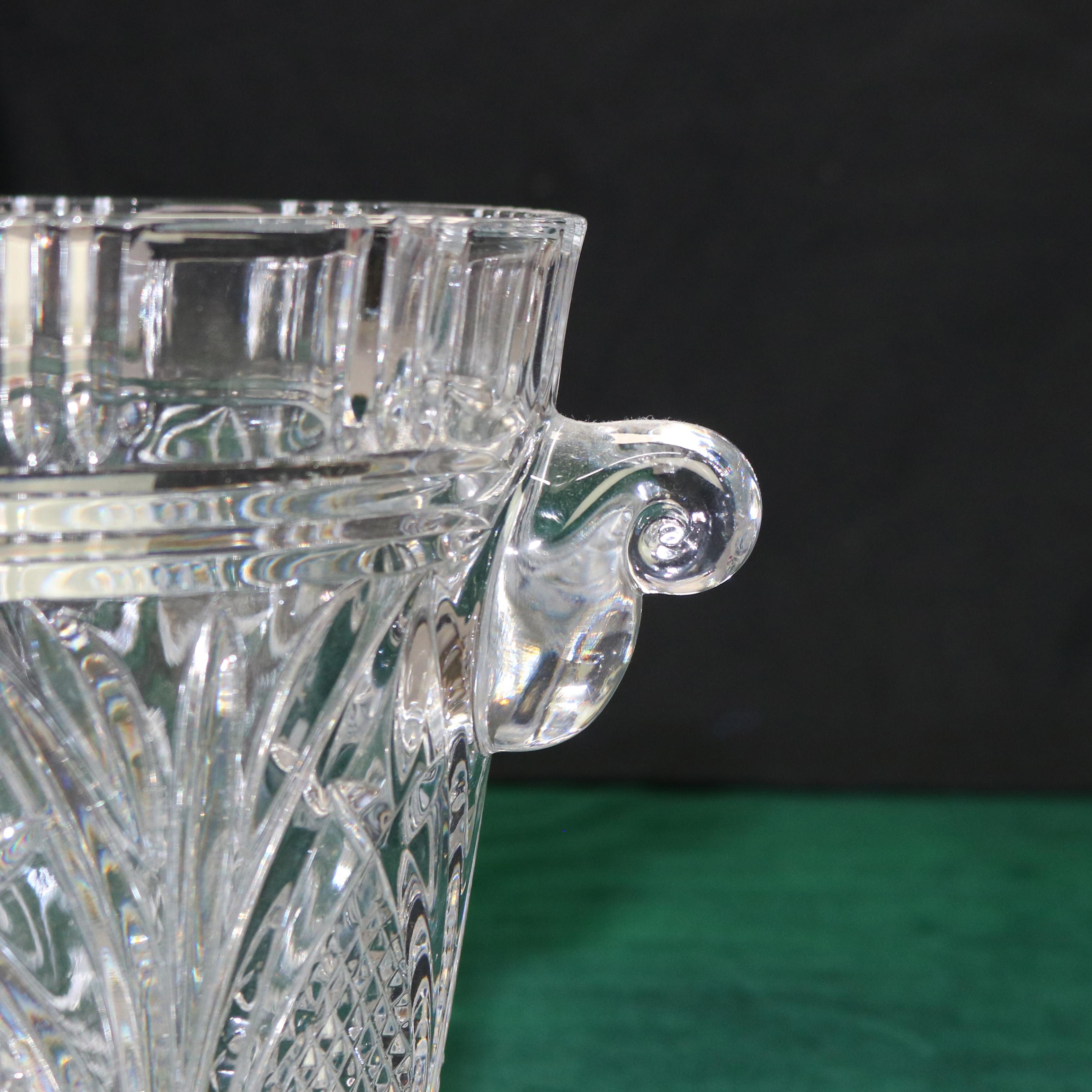 20th Century Antique Pressed Glass Double Scroll Handled Ice Bucket C1920 For Sale