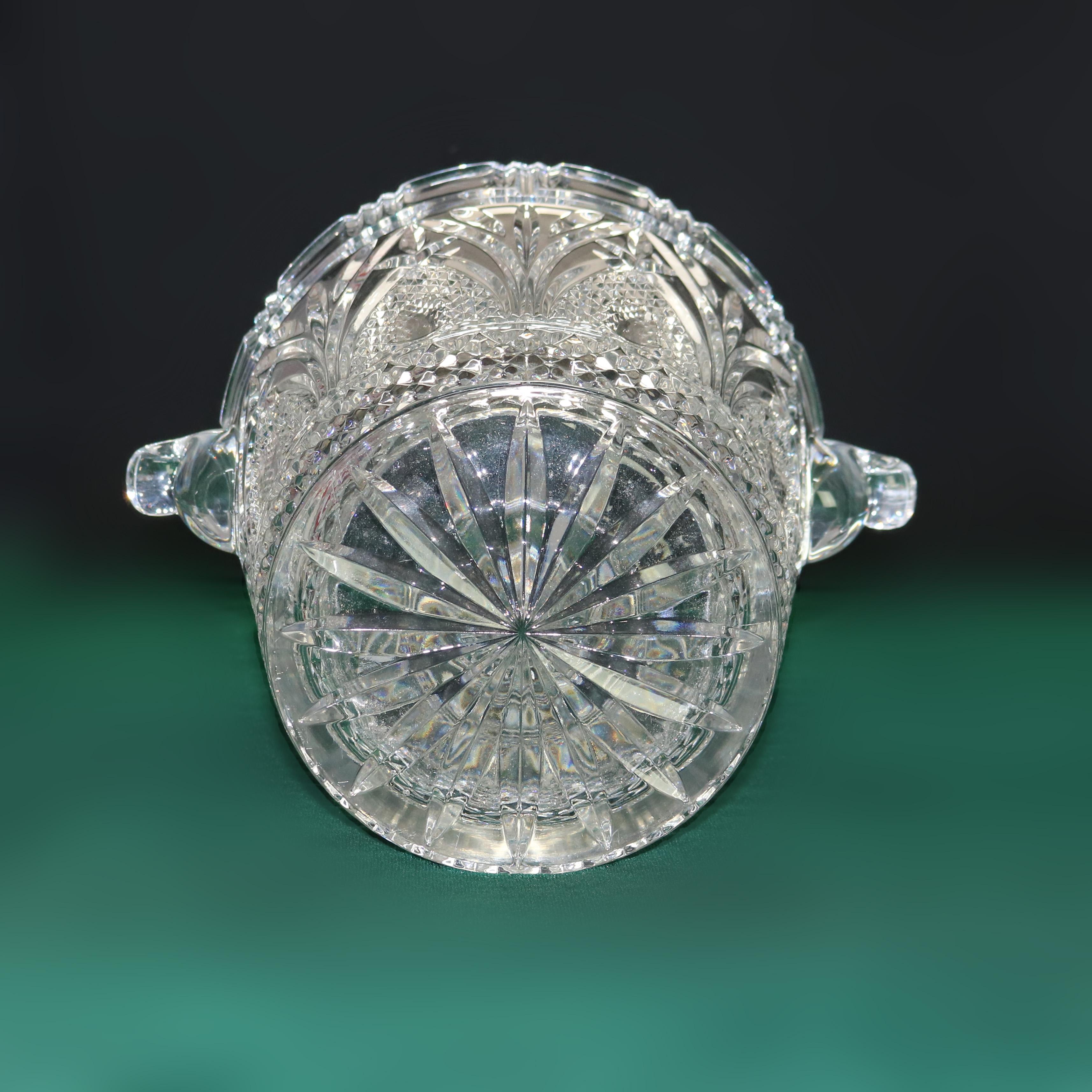 Antique Pressed Glass Double Scroll Handled Ice Bucket C1920 For Sale 2