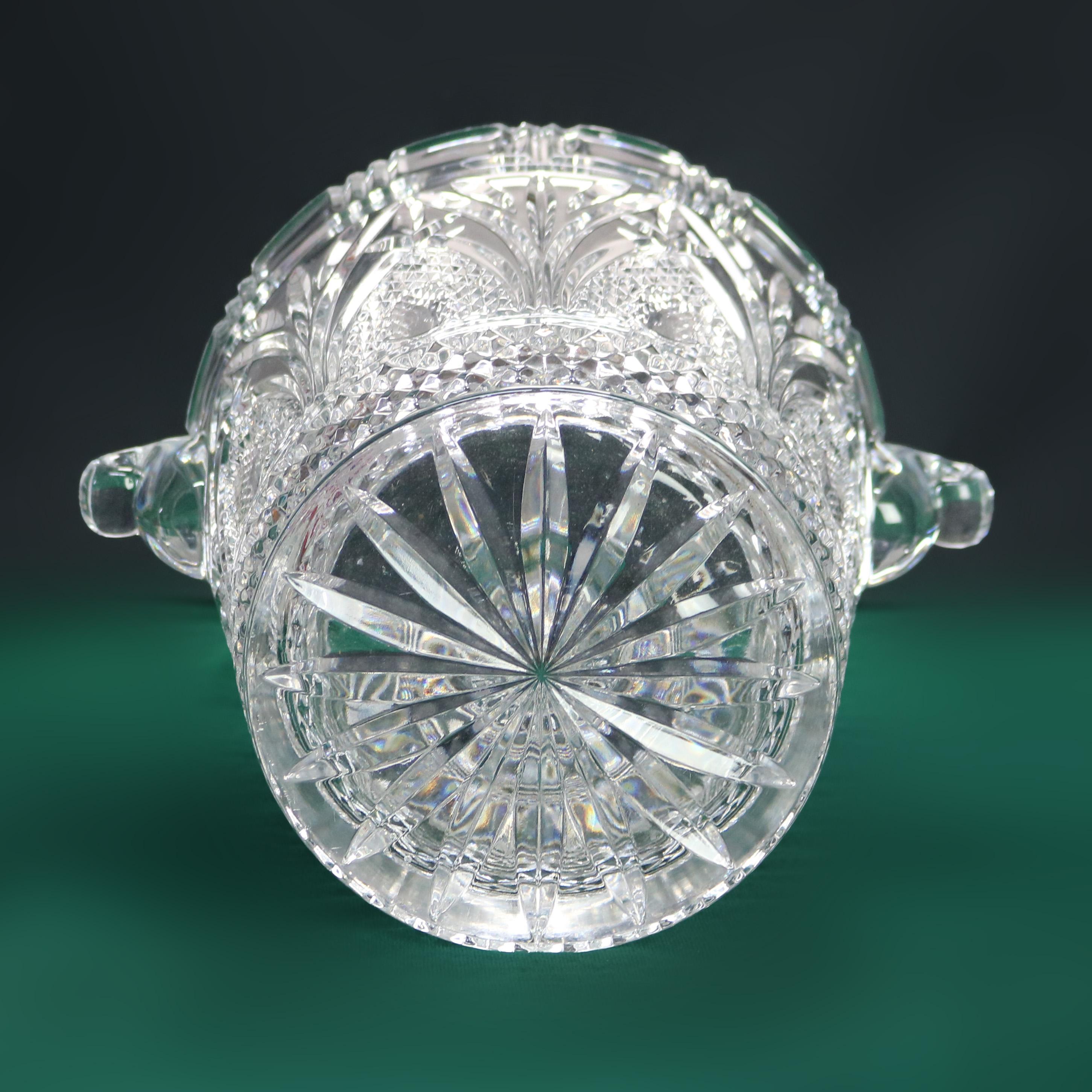 Antique Pressed Glass Double Scroll Handled Ice Bucket C1920 For Sale 3
