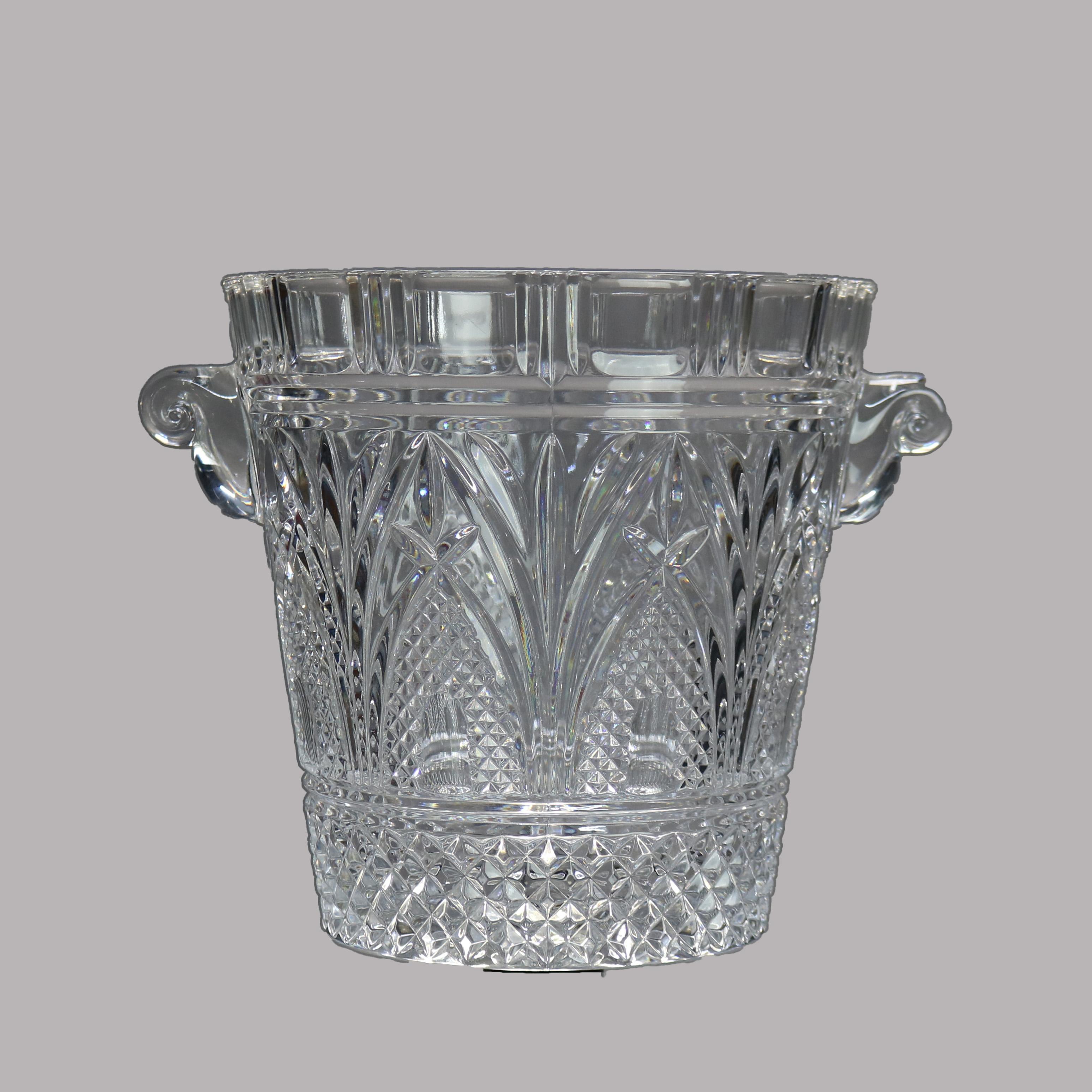 Antique Pressed Glass Double Scroll Handled Ice Bucket C1920 For Sale 4