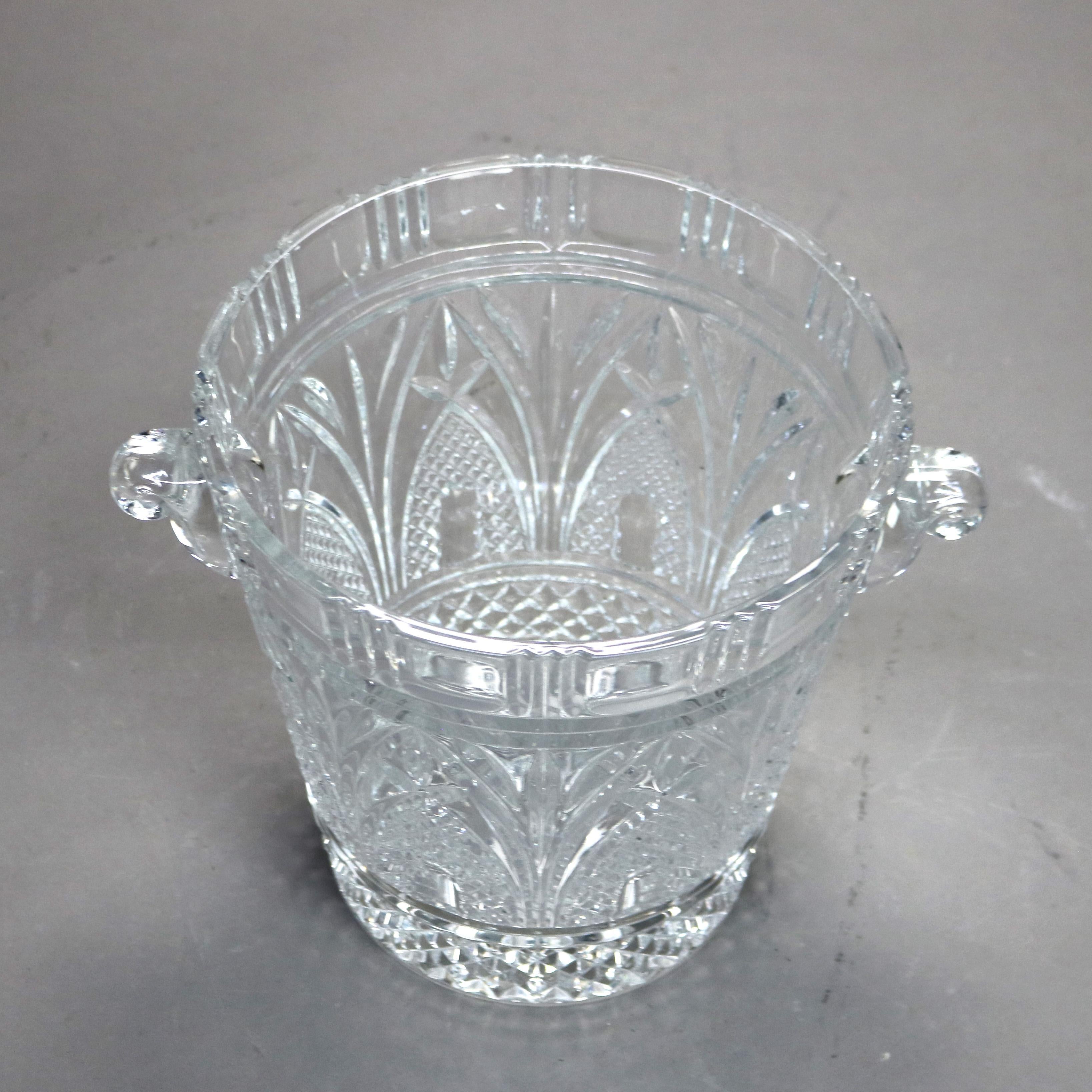 Antique Pressed Glass Double Scroll Handled Ice Bucket C1920 For Sale 5