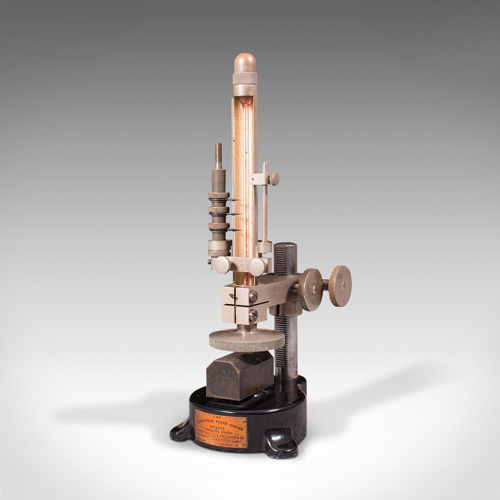 British Antique Prestwich Fluid Gauge, English, Aeronautical, Scientific Instrument For Sale