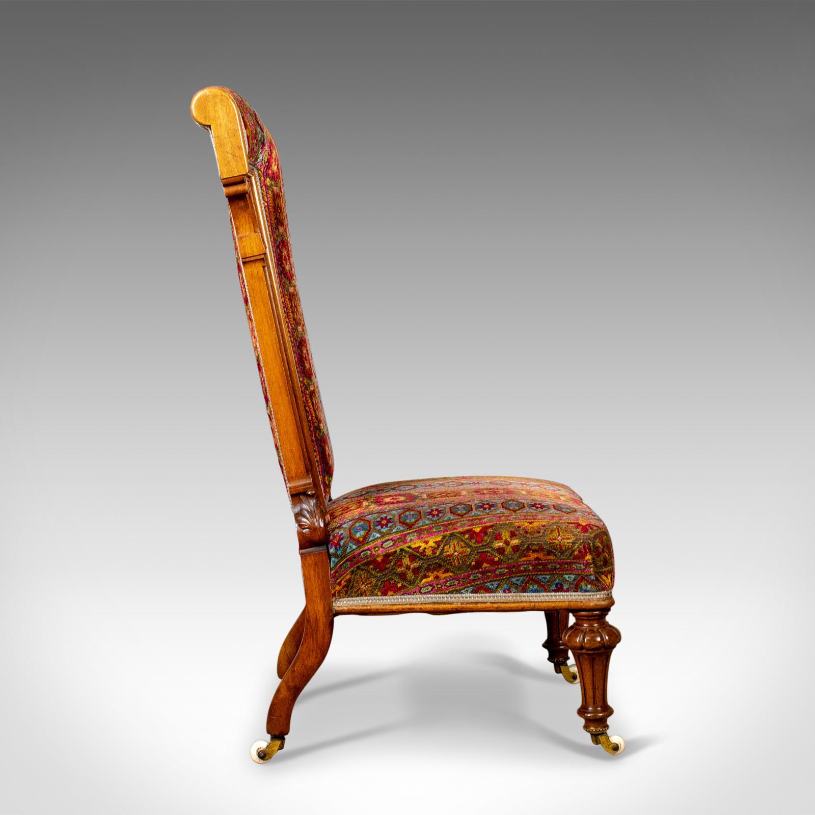 English Antique Prie Dieu Chair, 19th Century, Regency, Walnut, Bedroom Side, circa 1820