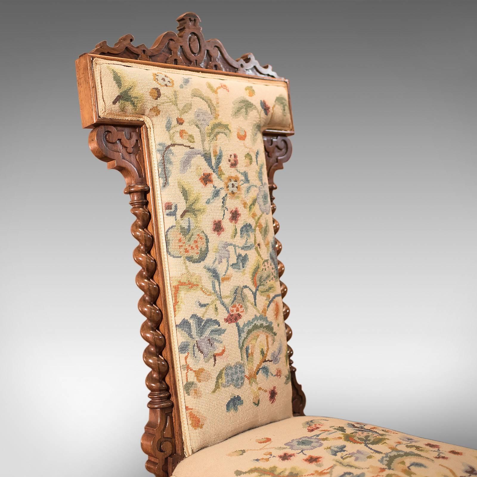 Needlepoint Antique Prie Dieu Chair, Victorian Rosewood, circa 1850