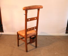 Antique Prie Dieu Prayer Chair in Pink Velvet with Bible, Germany, circa 1920
