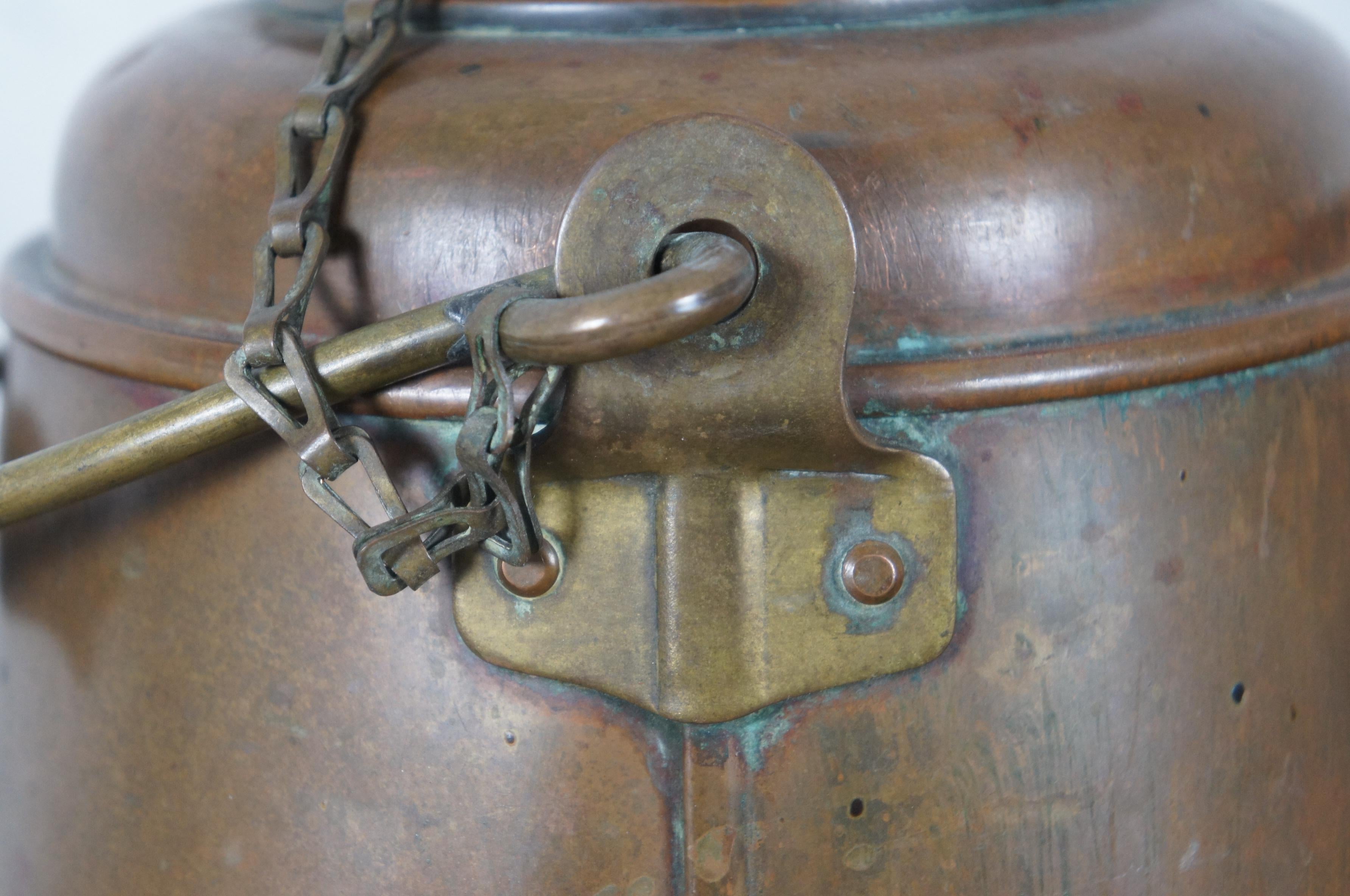 Antique 19th Century Copper Coffee Kettle Campfire Pot Navy Bail 4