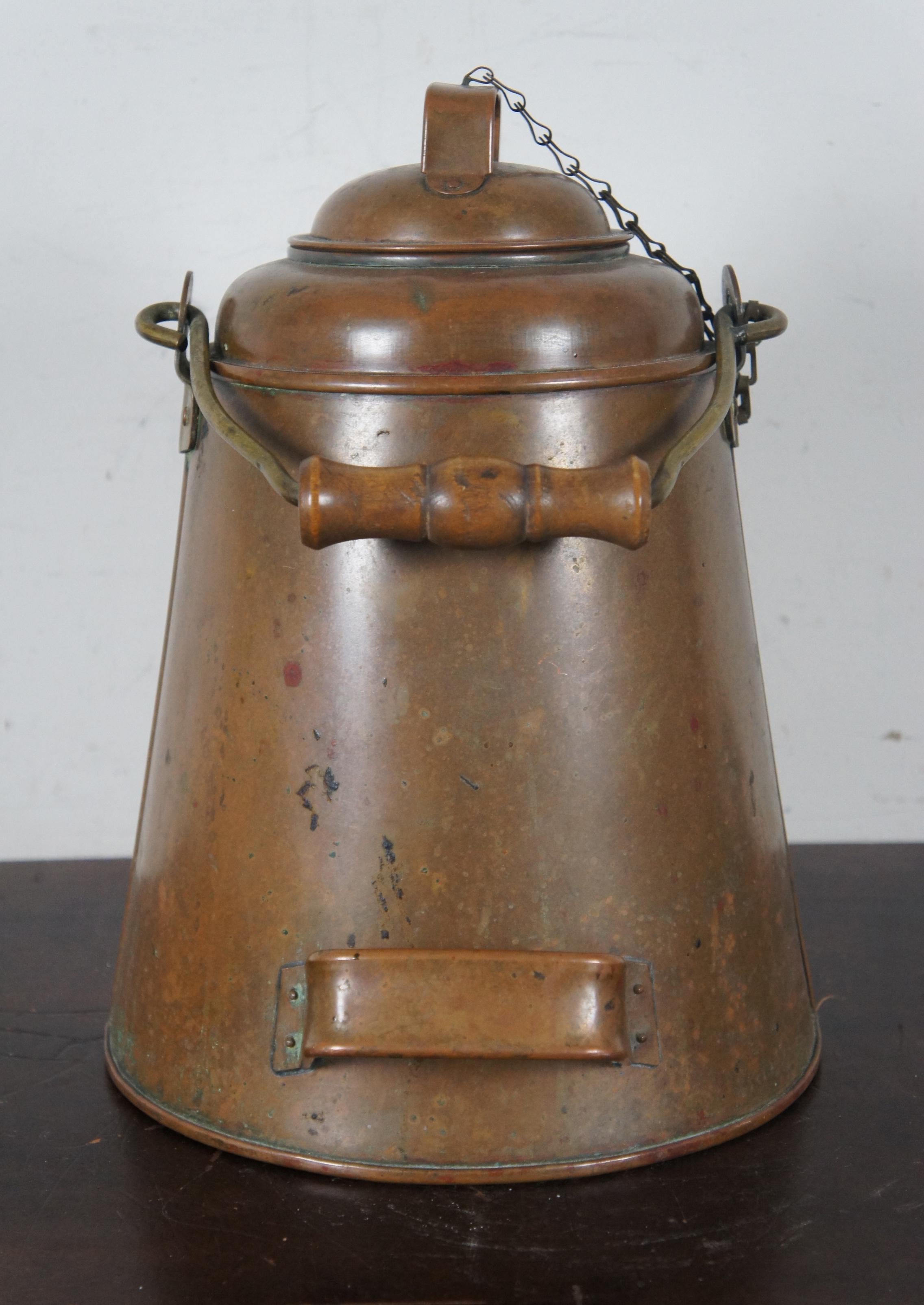 Antique 19th Century Copper Coffee Kettle Campfire Pot Navy Bail 6