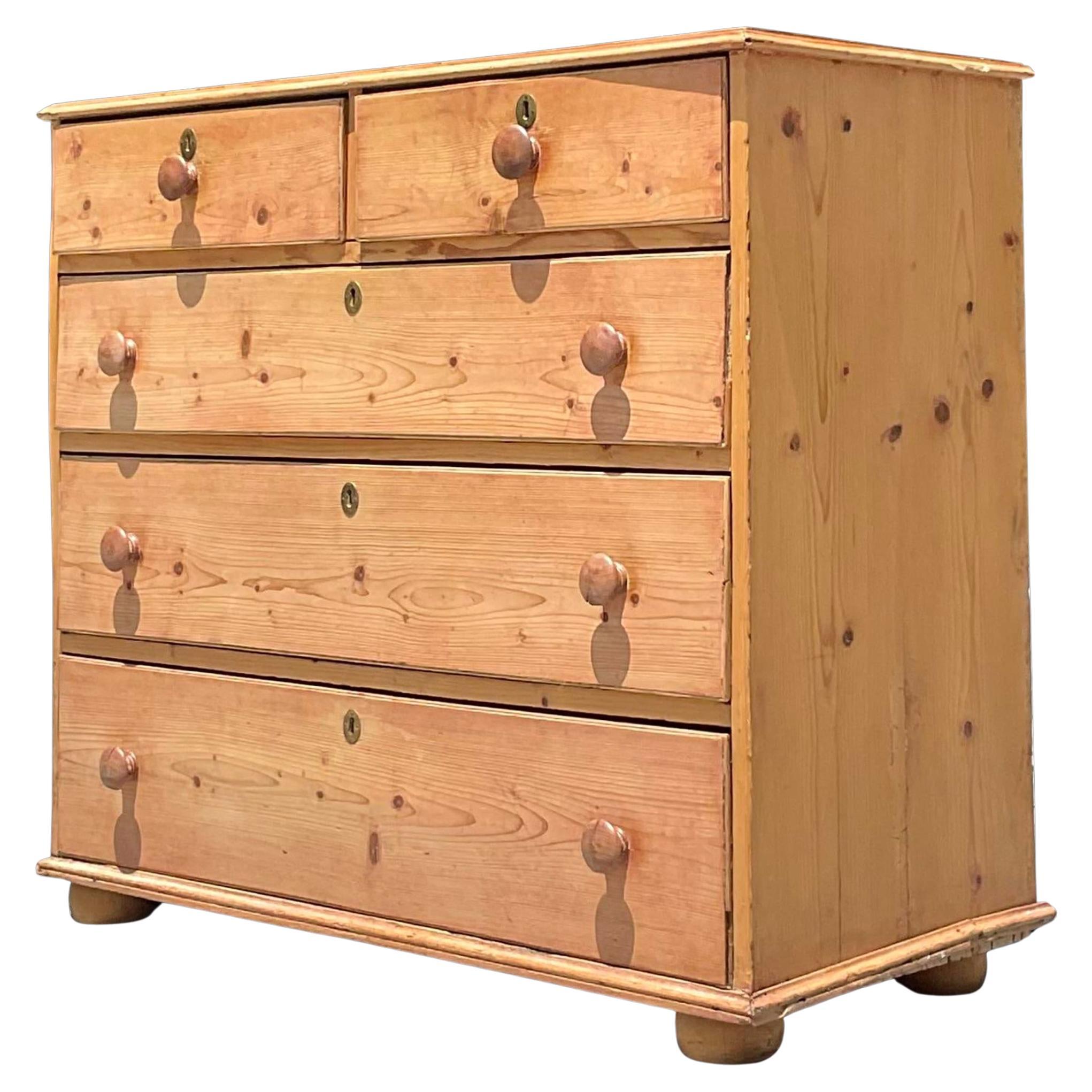 Antique Primitive 19th Century Pine Chest of Drawers For Sale