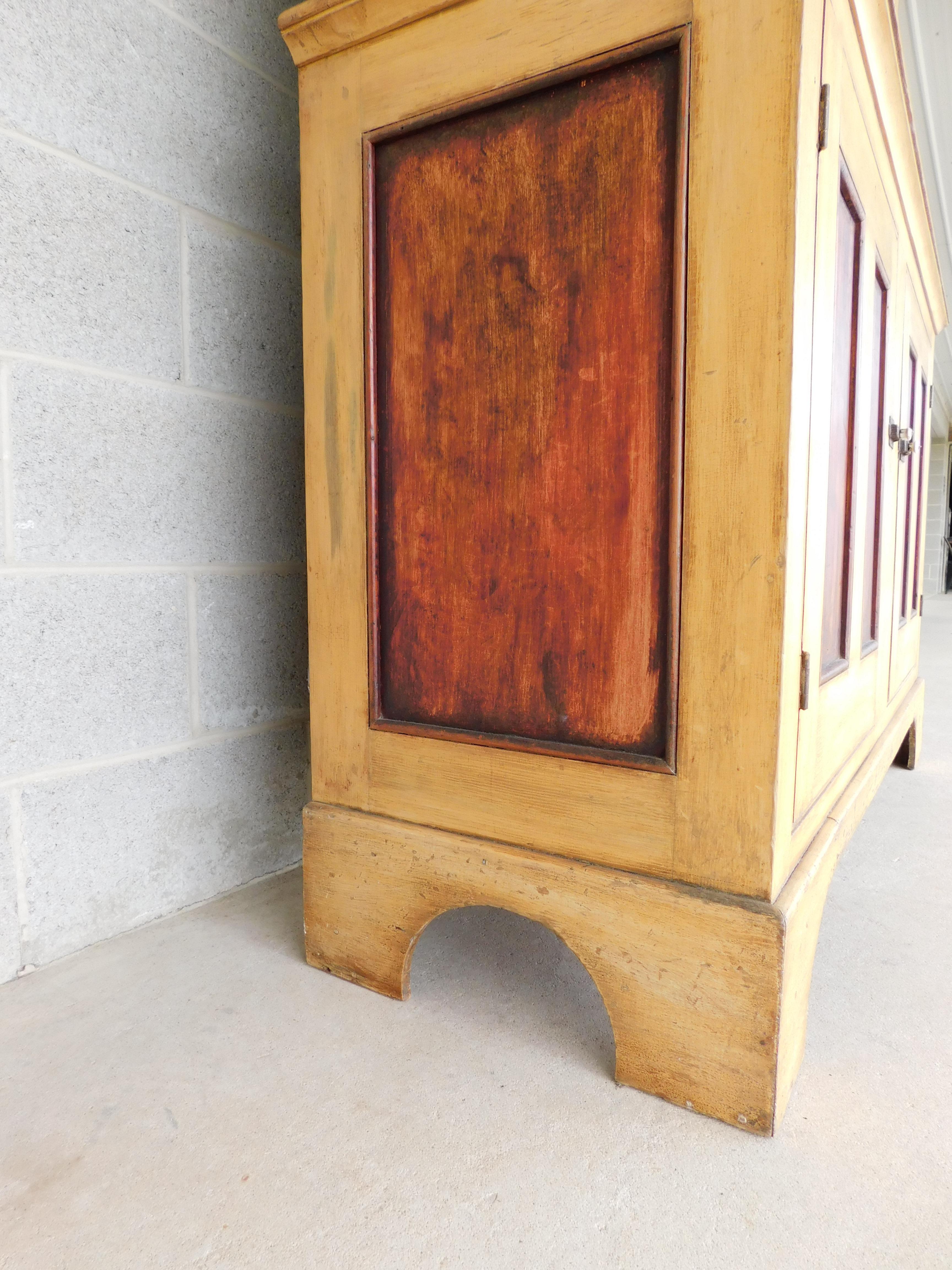 Pine Antique Primitive 2pc Step Back Cupboard For Sale