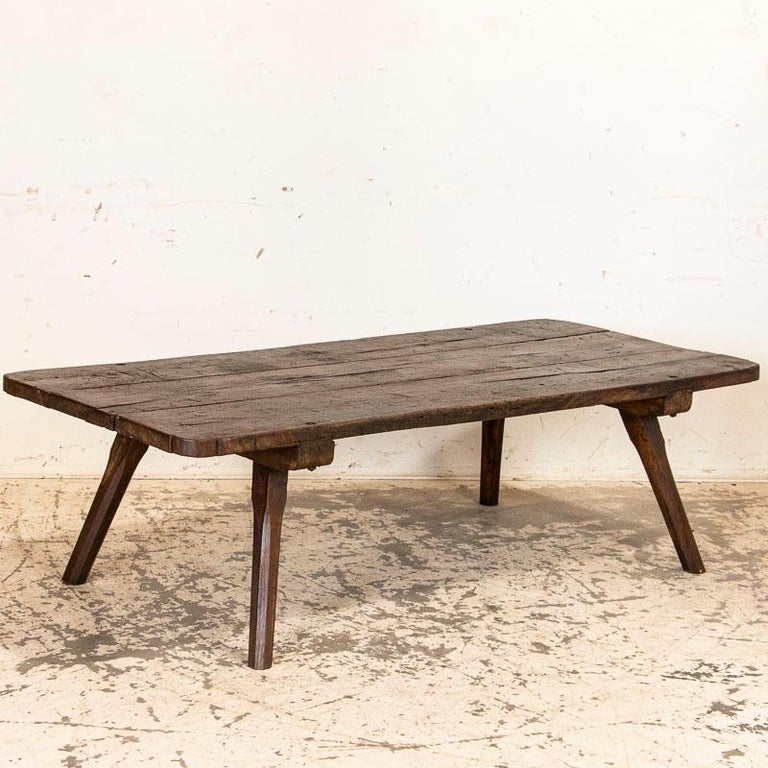 Antique Primitive 3 Plank Dark Wood Coffee Table With Splay Legs At 1stdibs - Dark Wood Plank Coffee Table Antique Primitive 3 Plank Dark Wood Coffee Table With Splay Legs At 1stdibs - Dark Wood Plank Coffee Table