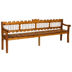 Antique Primitive Pine Bench from Hungary