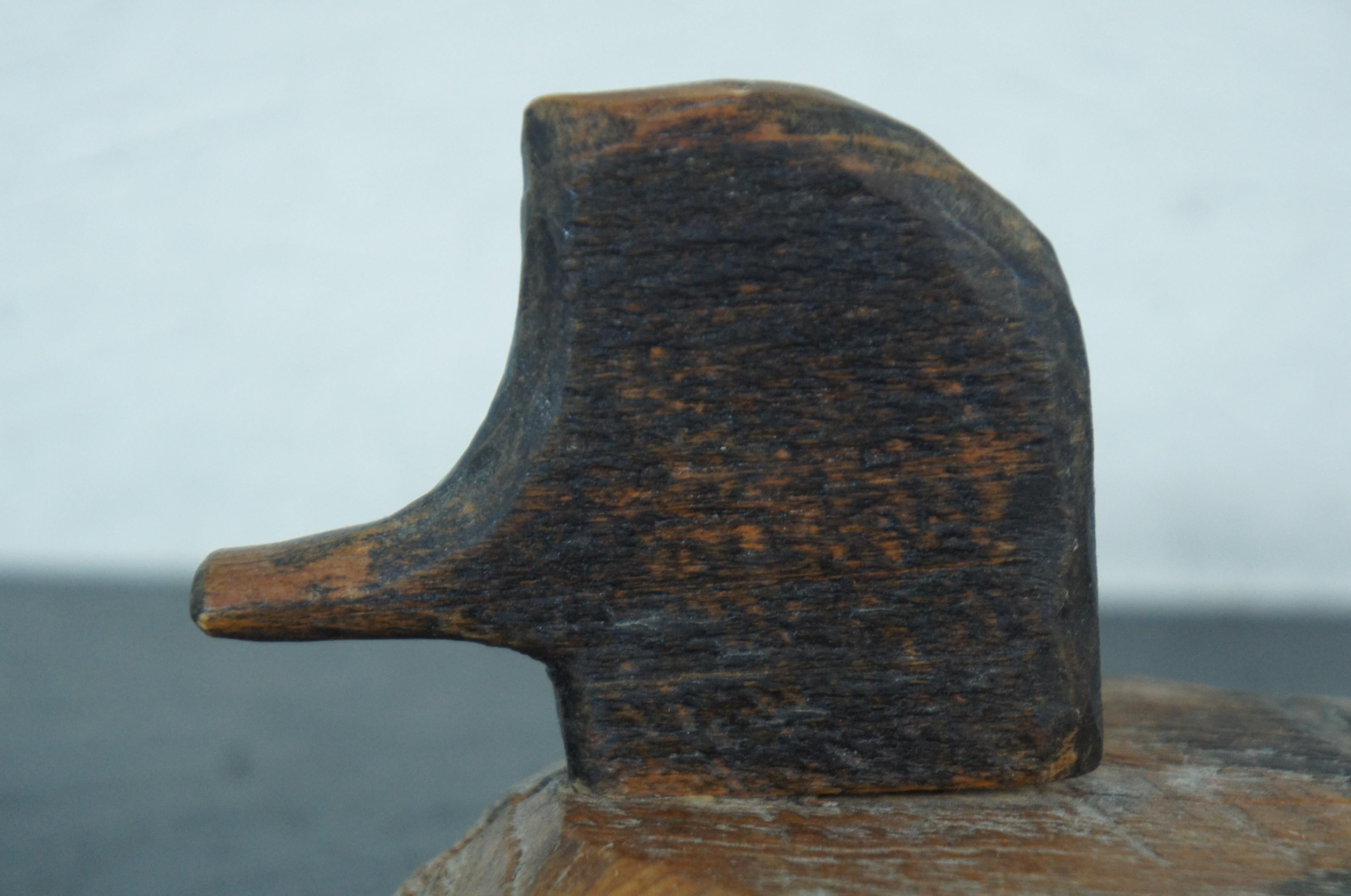 Antique Primitive Abstract Pine Mallard Drake Duck Decoy Sculpture Figurine 11
