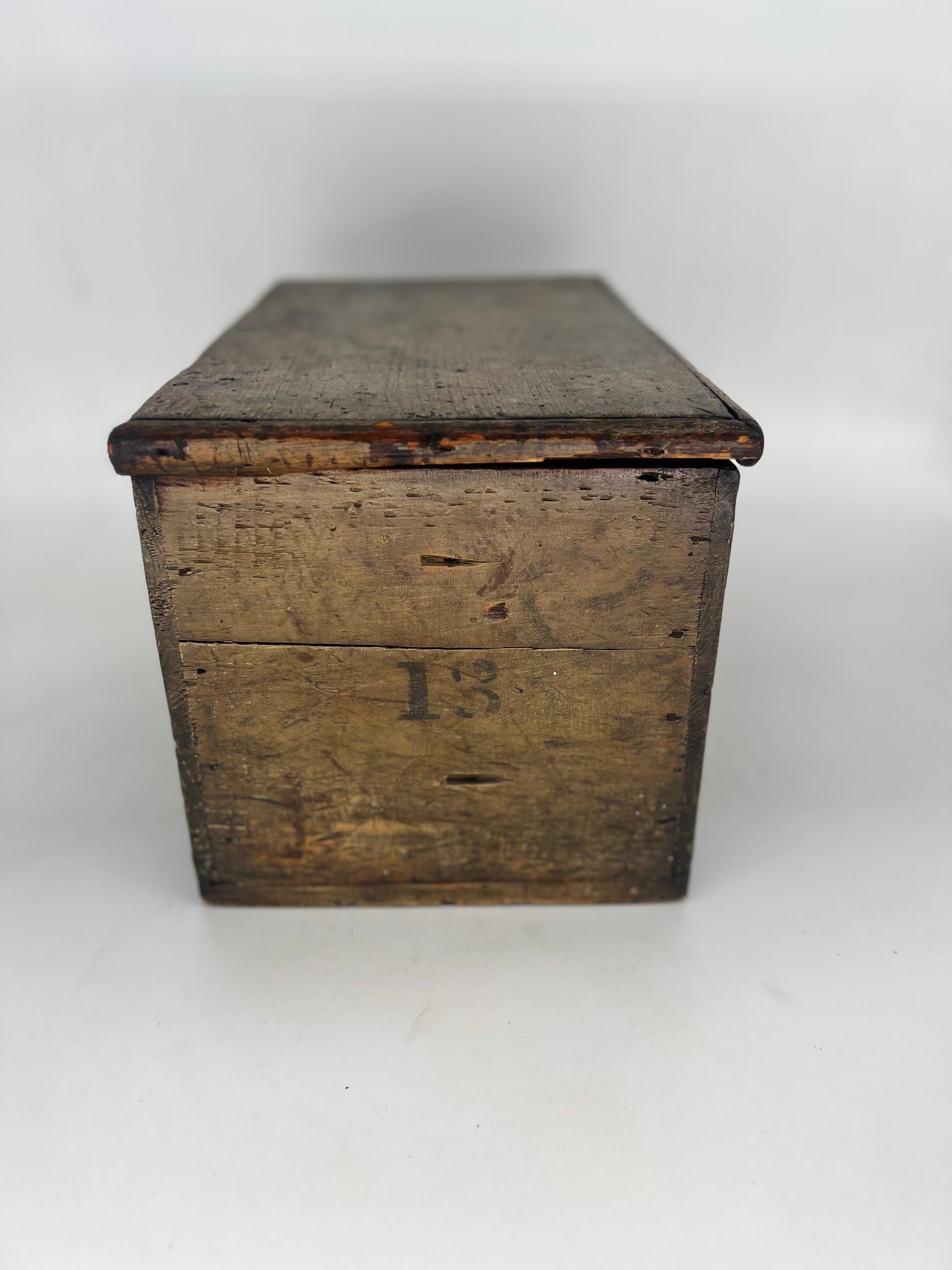 19th Century Antique Primitive American Paint Decorated Tool or Document Storage Box For Sale