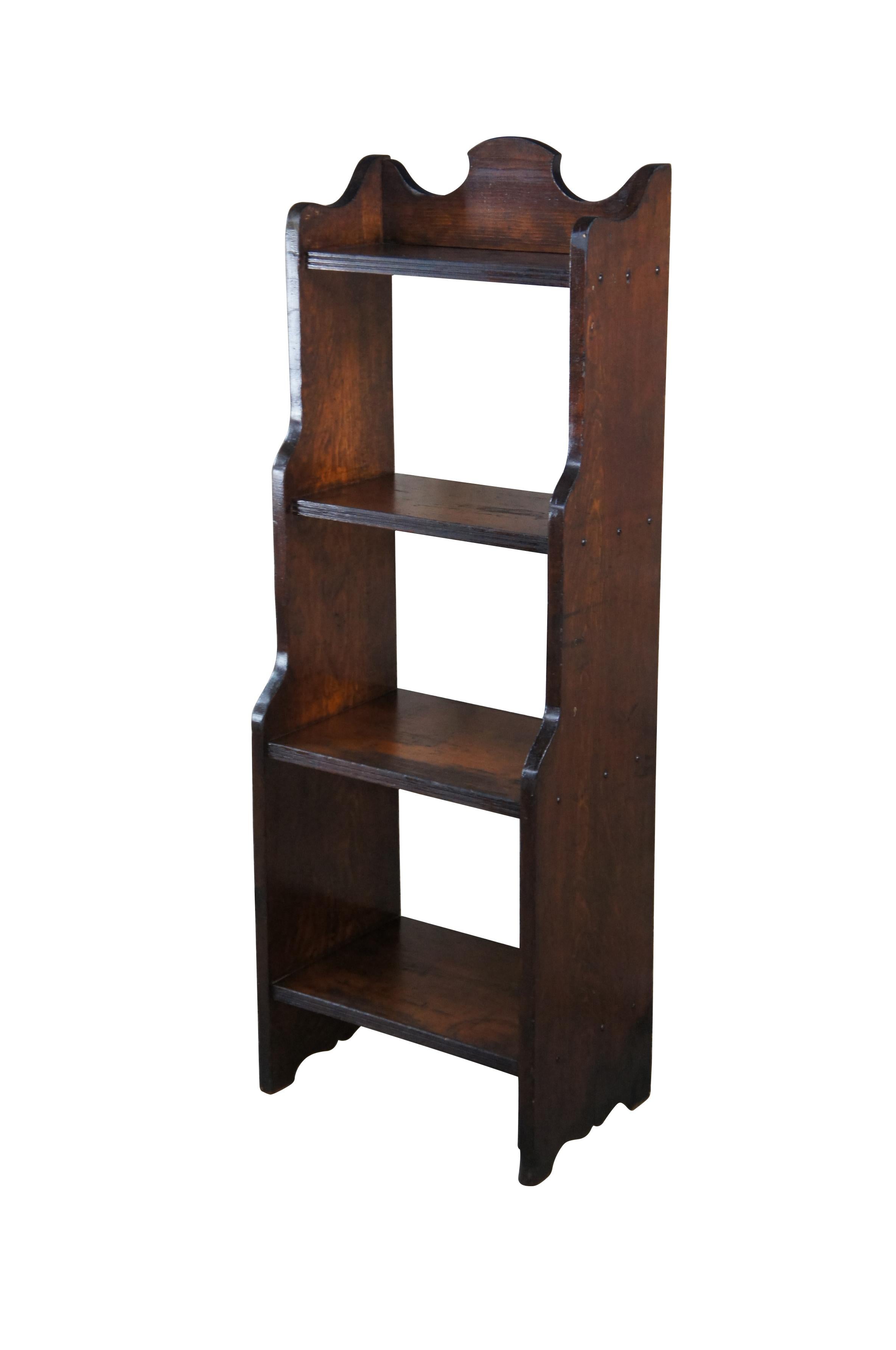 American Classical Antique Primitive American Pine Petite Tiered Four Shelf Waterfall Bookcase 48